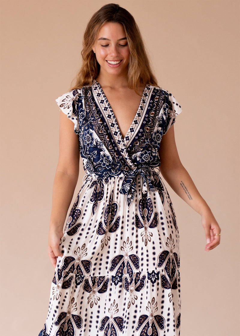 Vestido cruzado estampado