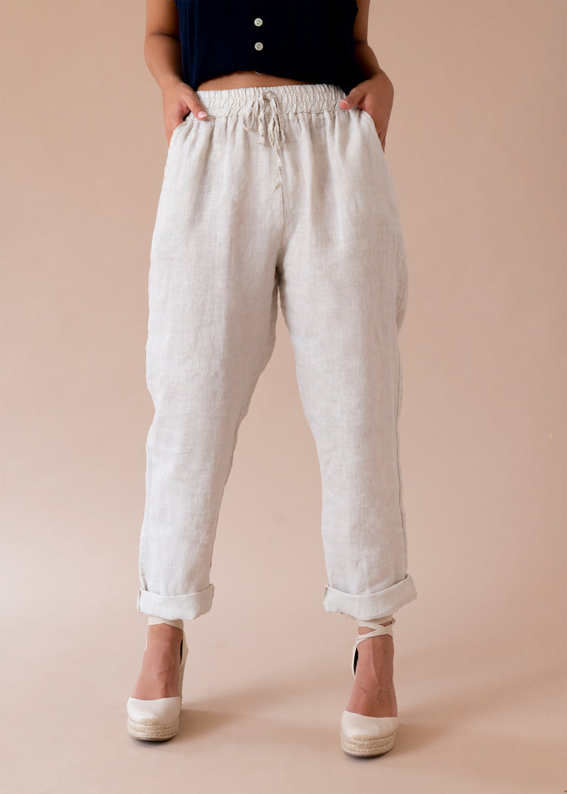 Pantalones lino estrechos