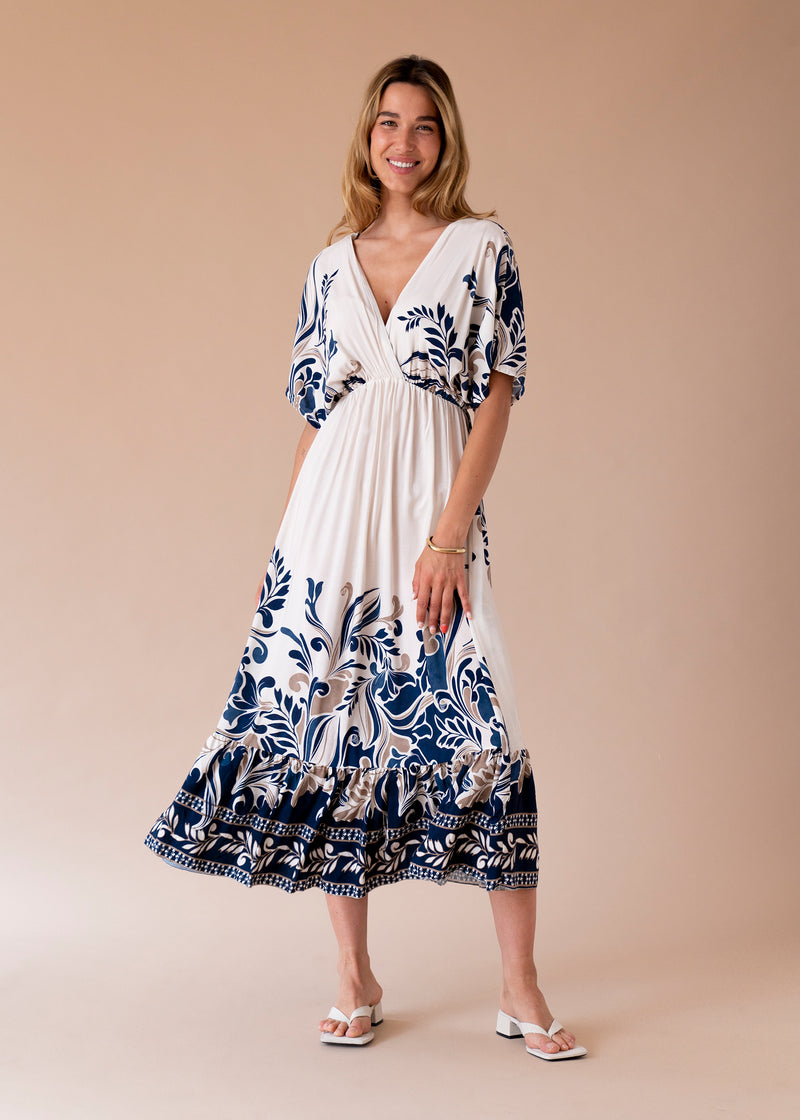 Vestido cruzado estampado