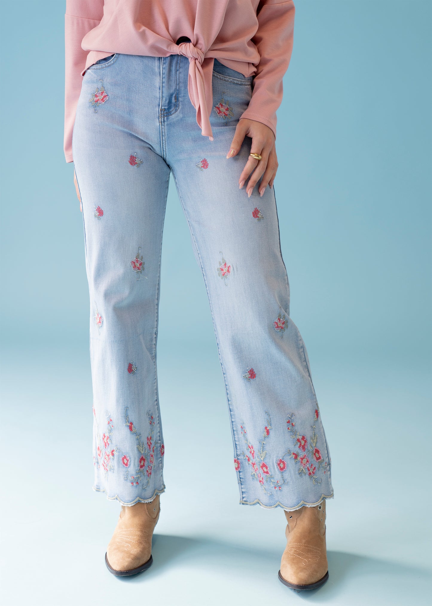 Jeans bordados rectos