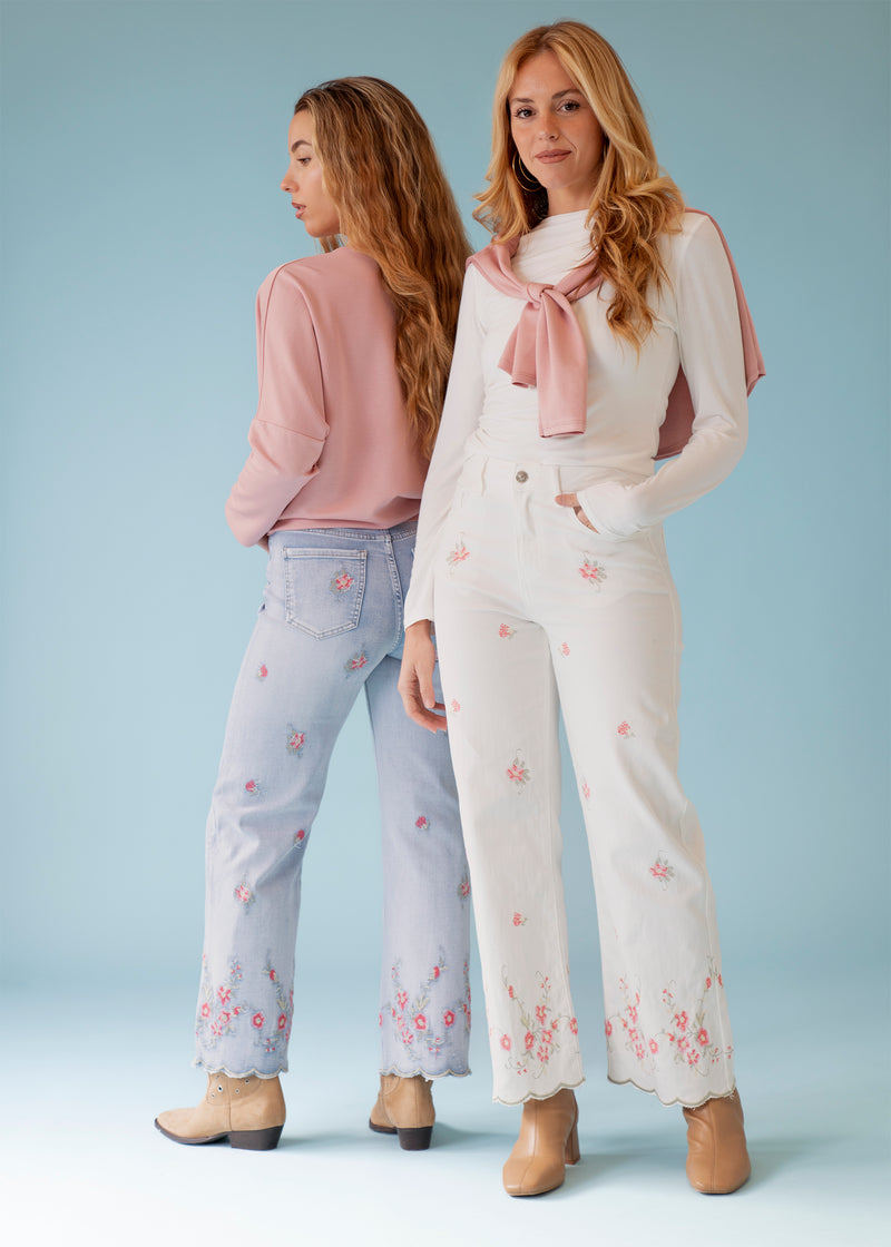 Jeans bordados rectos