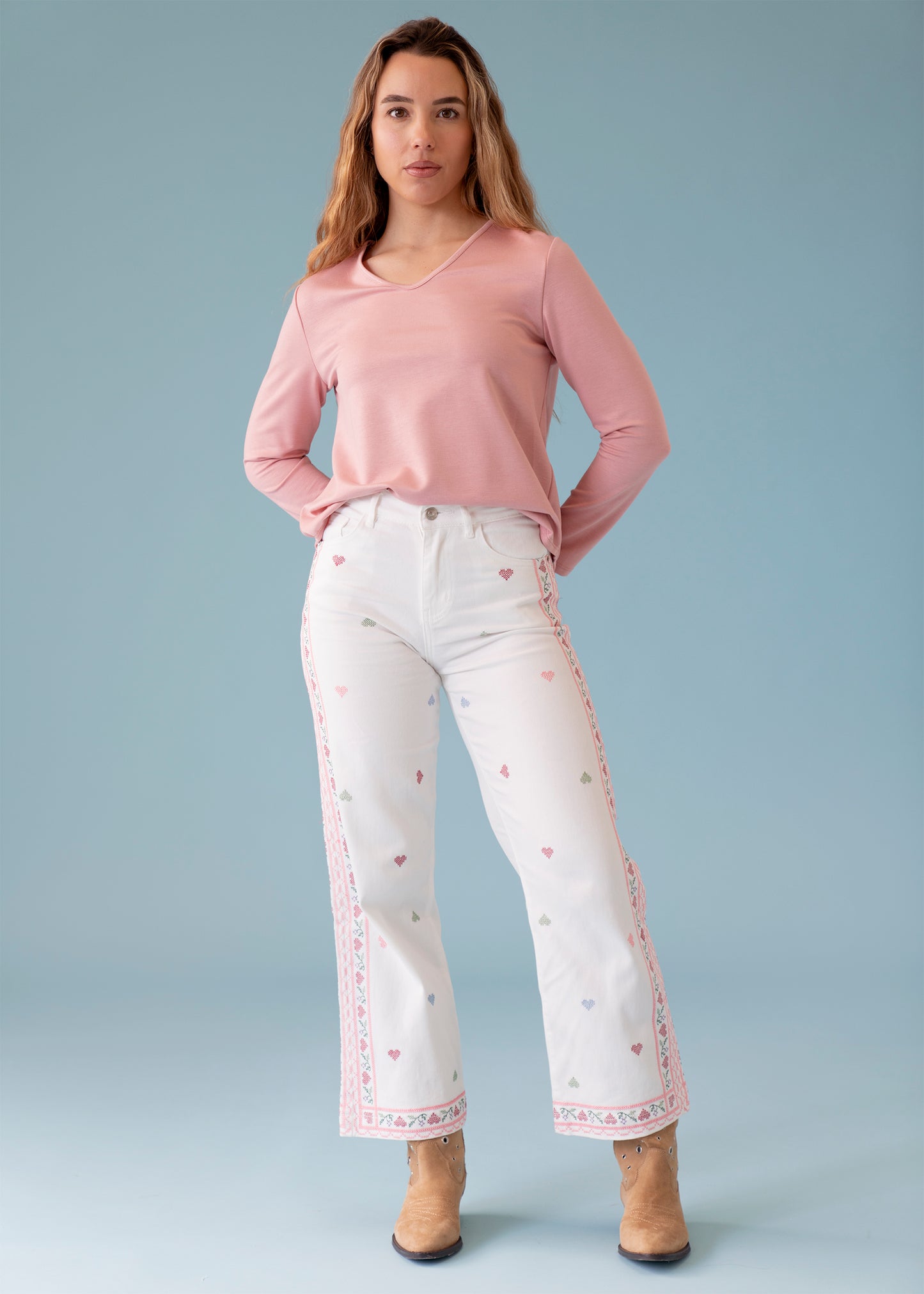 Jeans bordados rectos