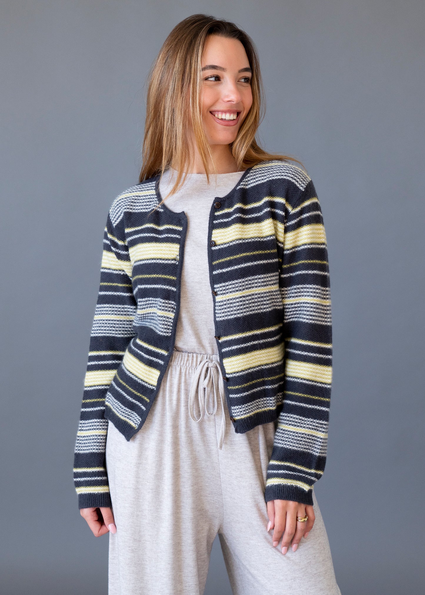 Cárdigan mohair rayas