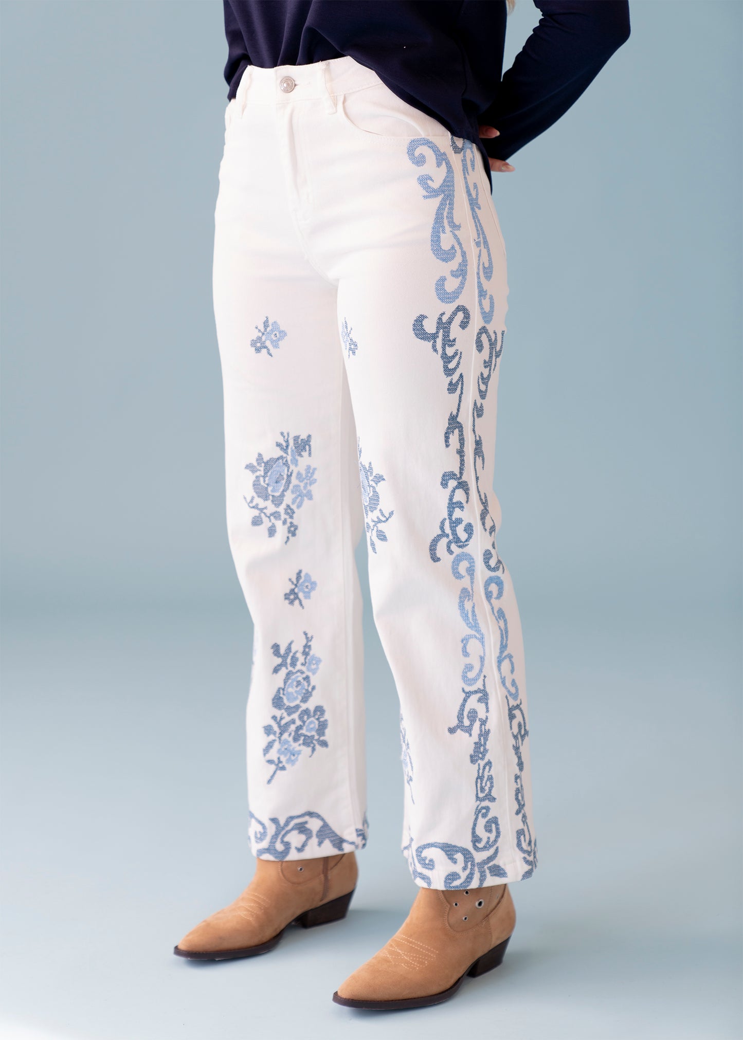 Jeans bordados rectos