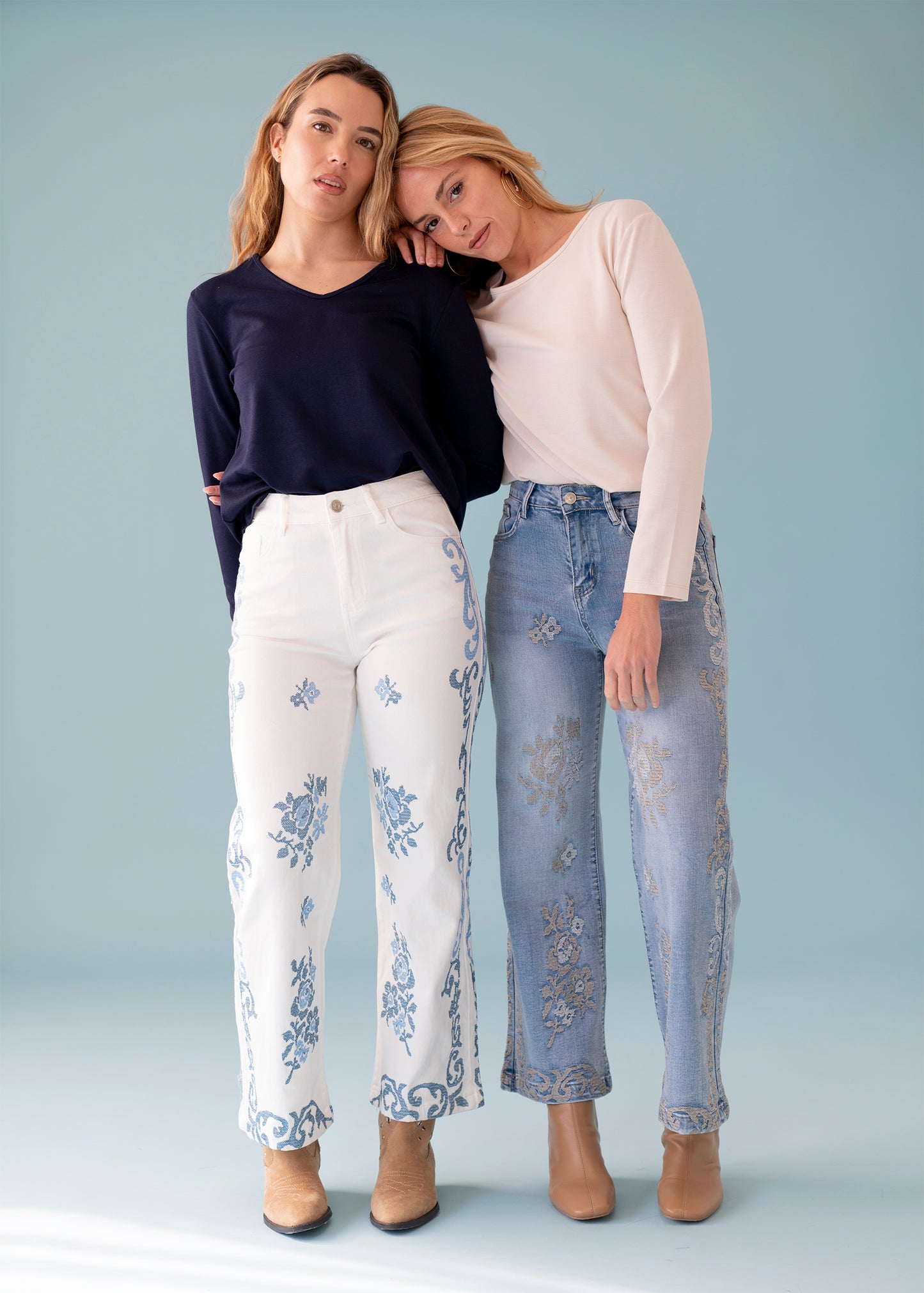 Jeans bordados rectos