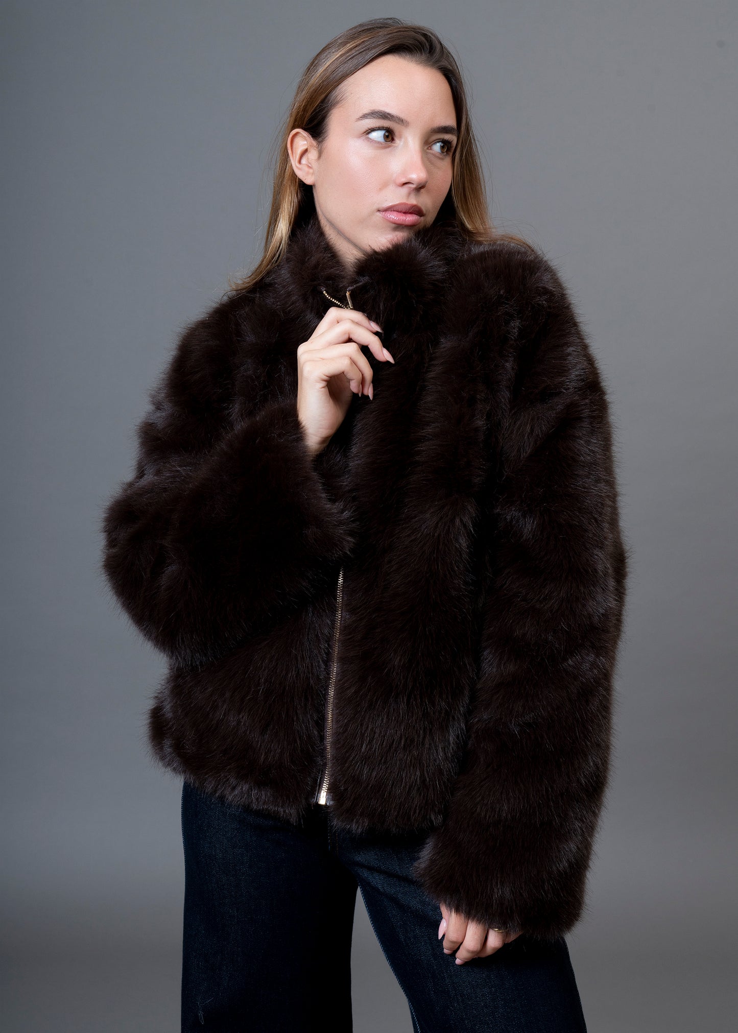 Chaqueta efecto pelo