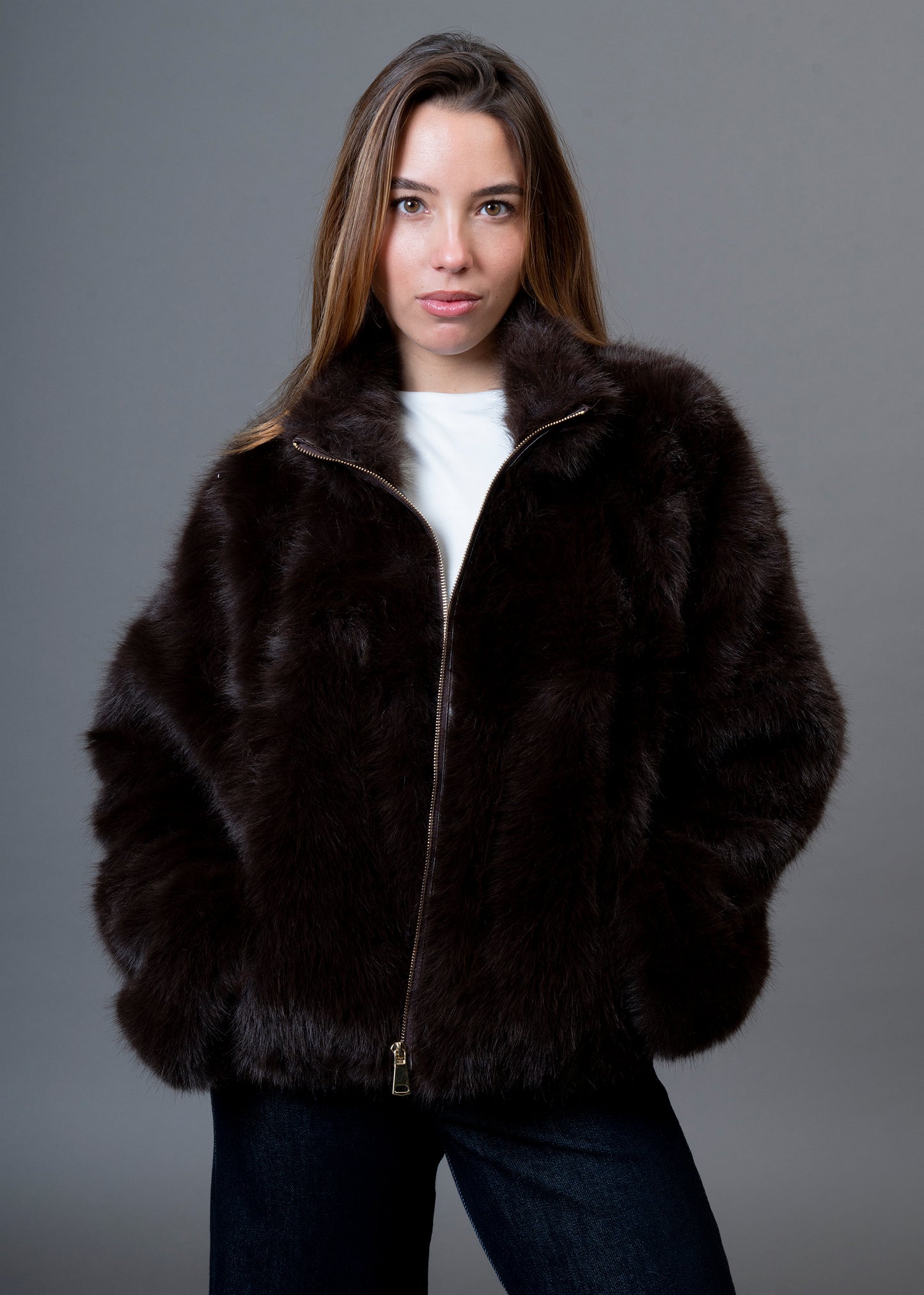 Chaqueta efecto pelo