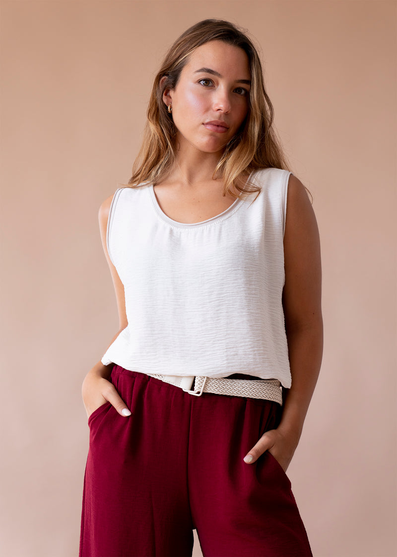 Top bitextura cuello redondo