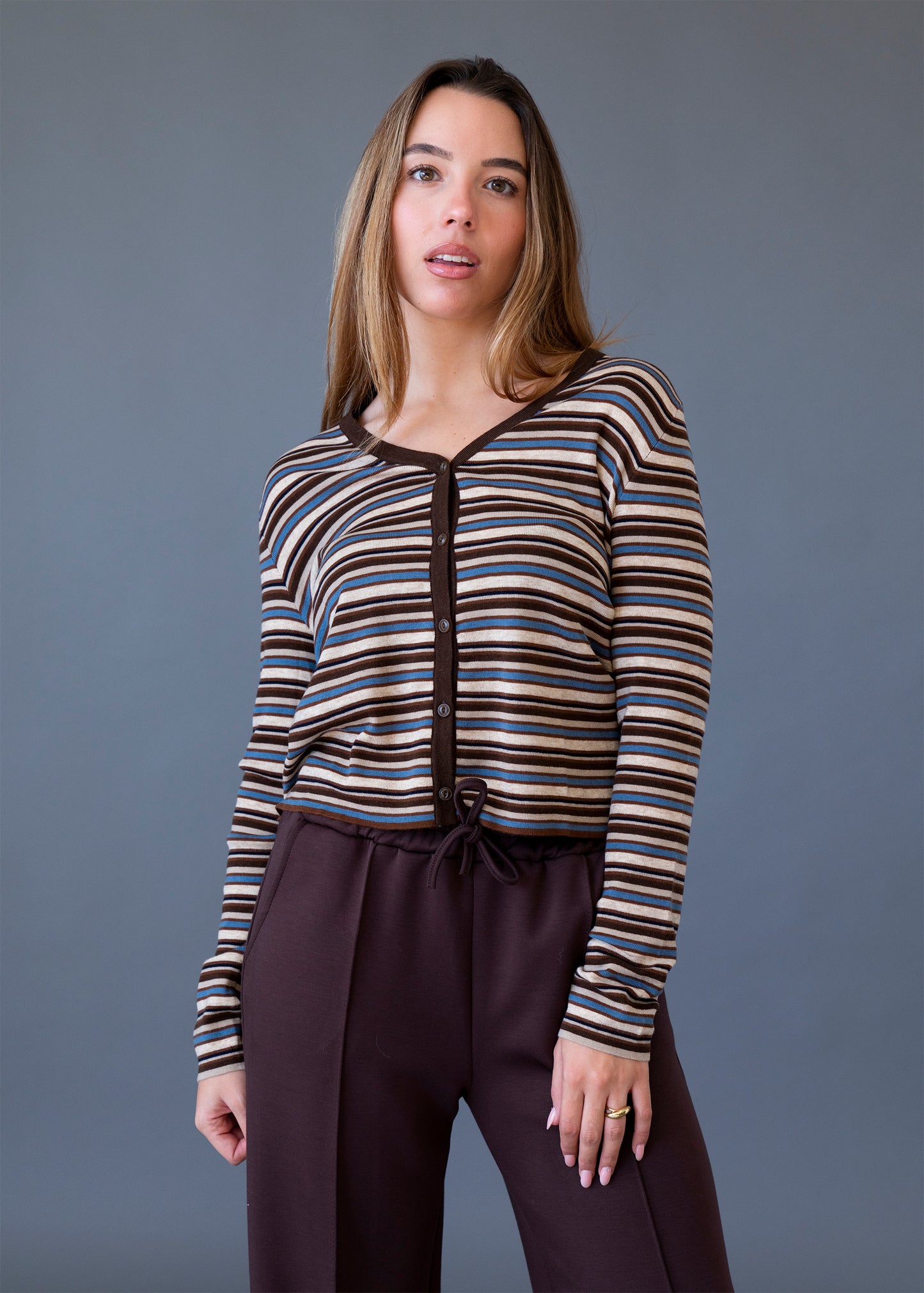 Cárdigan mohair rayas