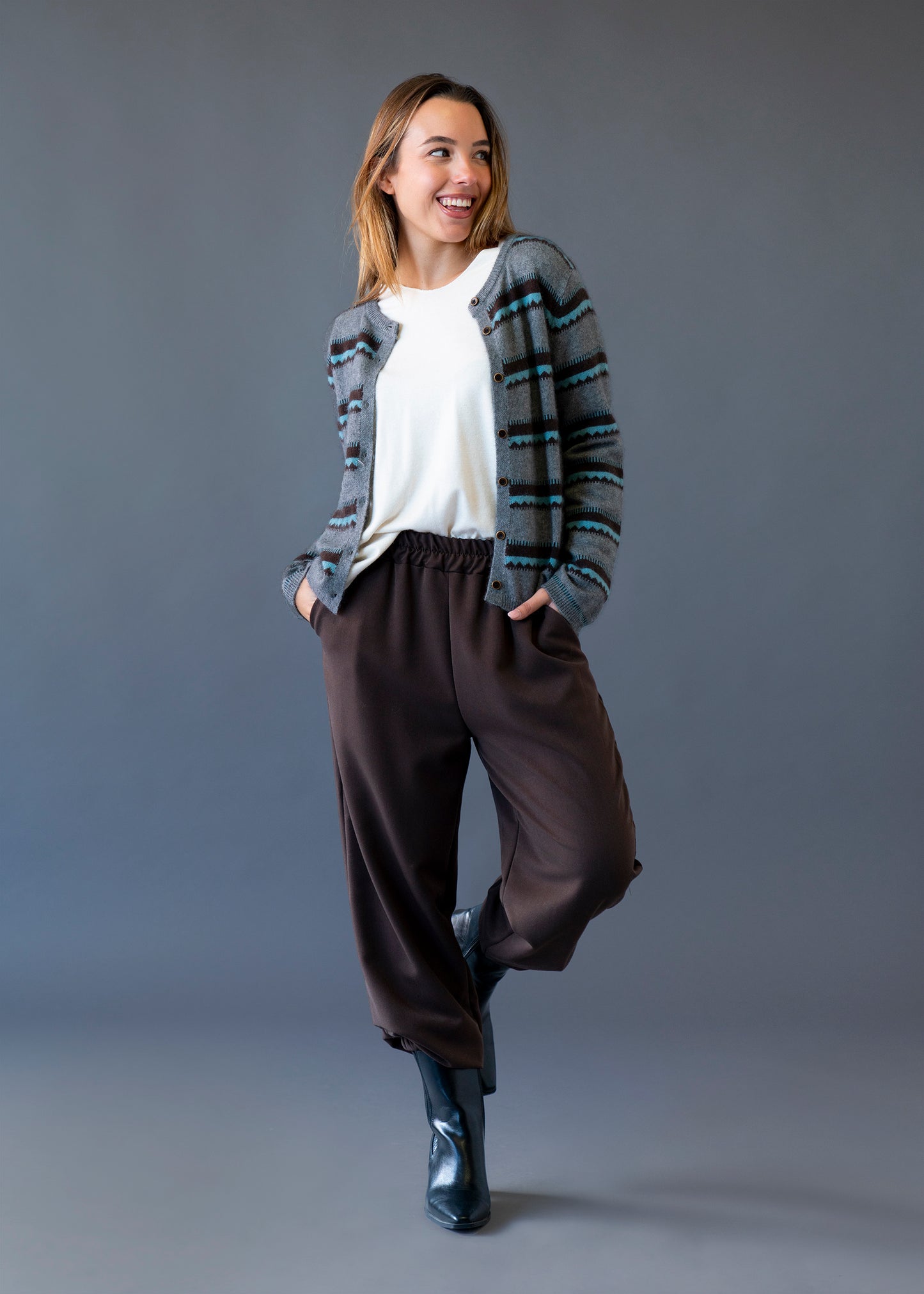 Cárdigan mohair rayas