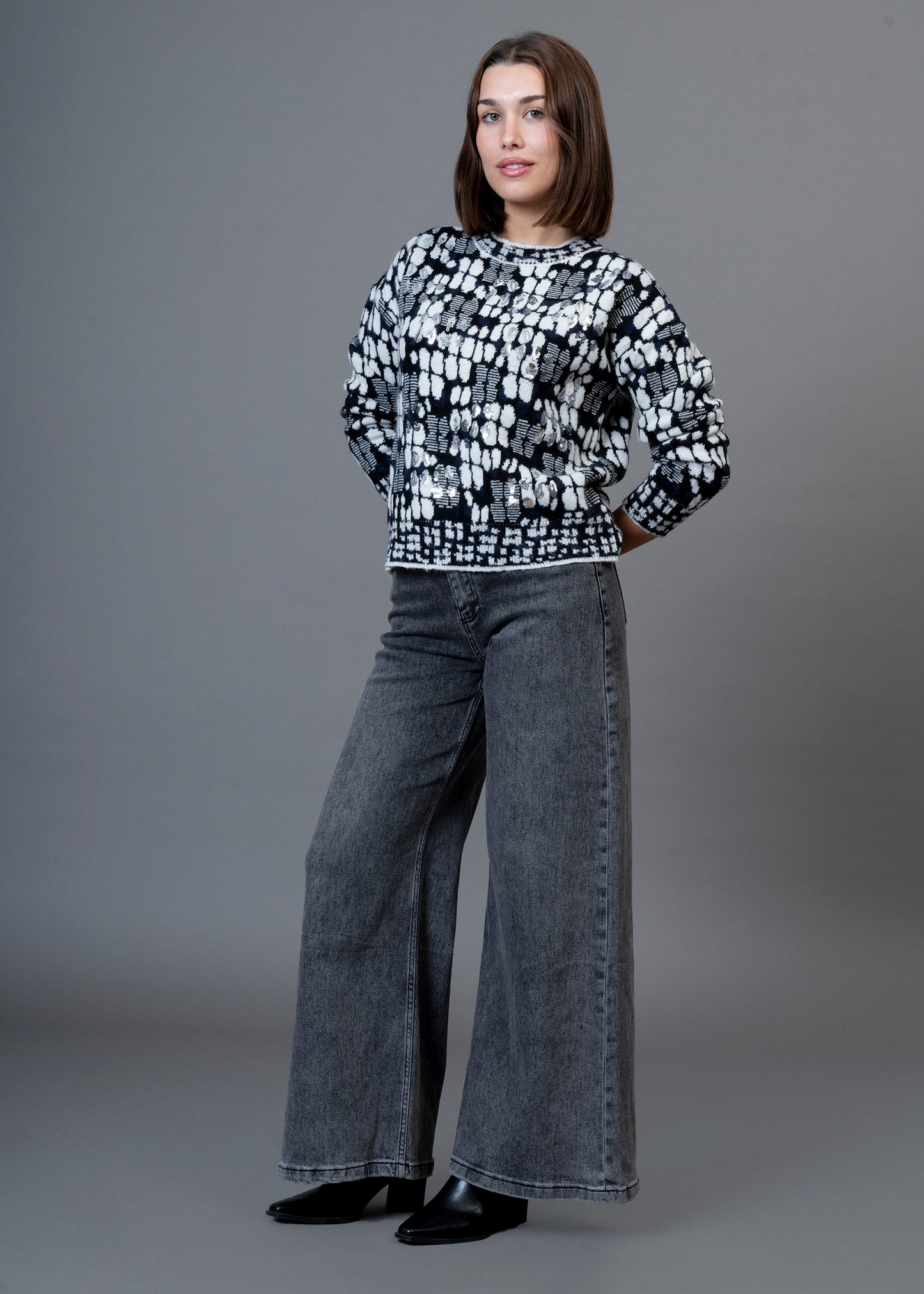 Jersey jaquard lentejuelas