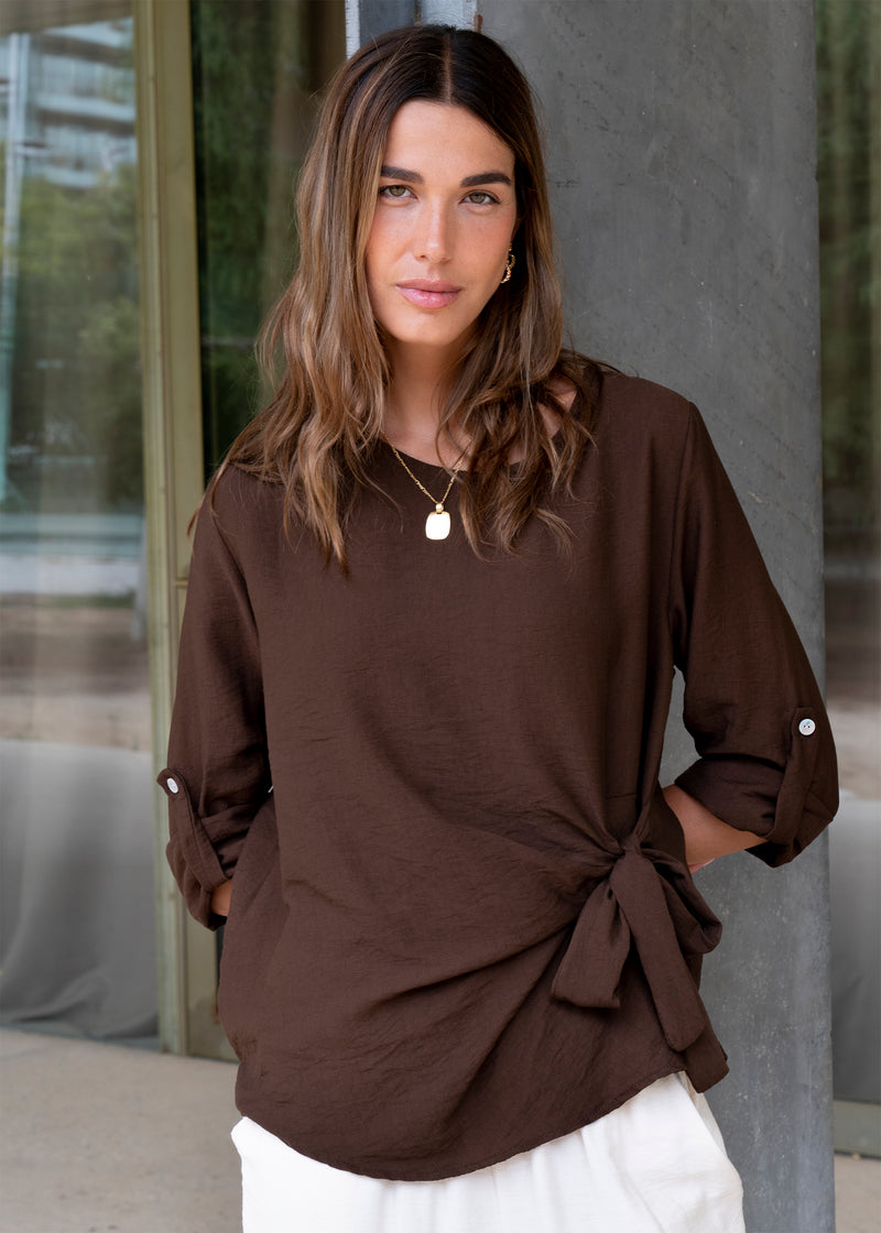 Blusa Tamariu nudo cuello redondo