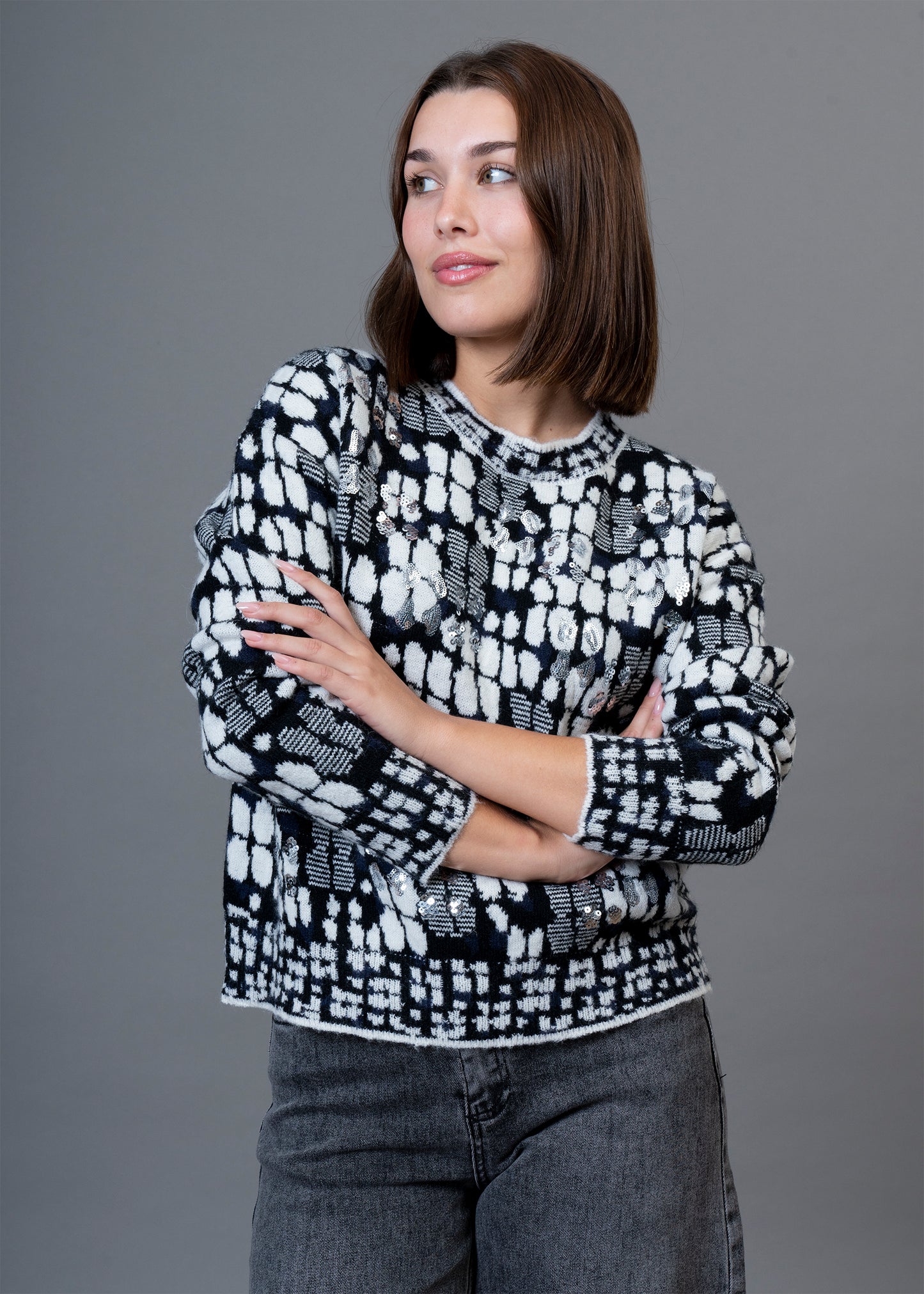 Jersey jaquard lentejuelas