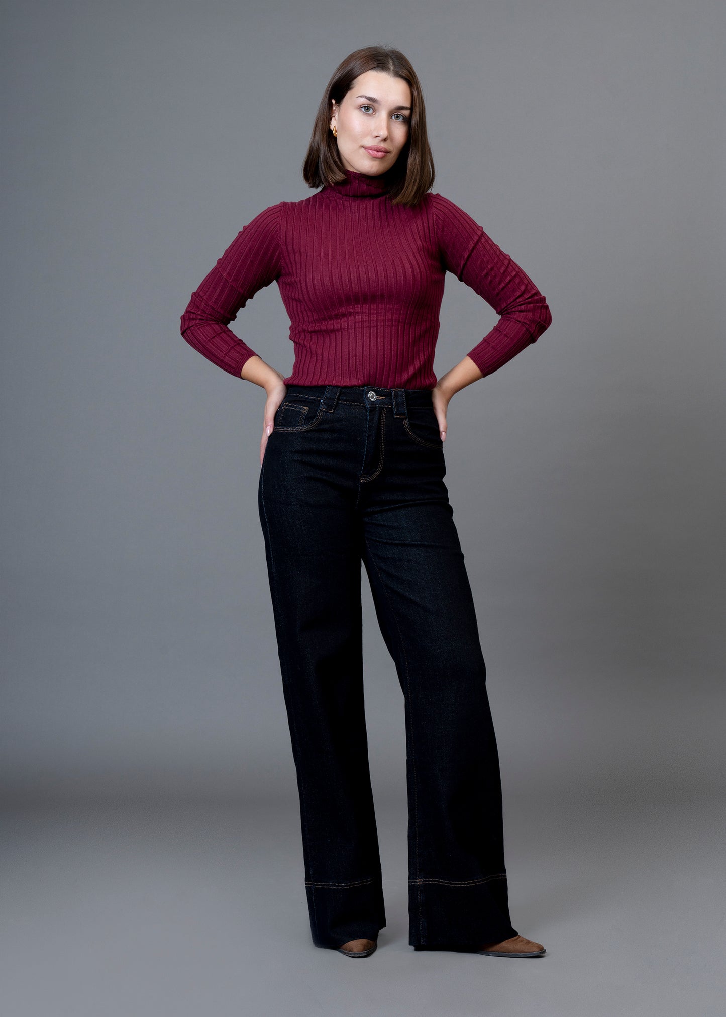 Jersey canalé cuello alto