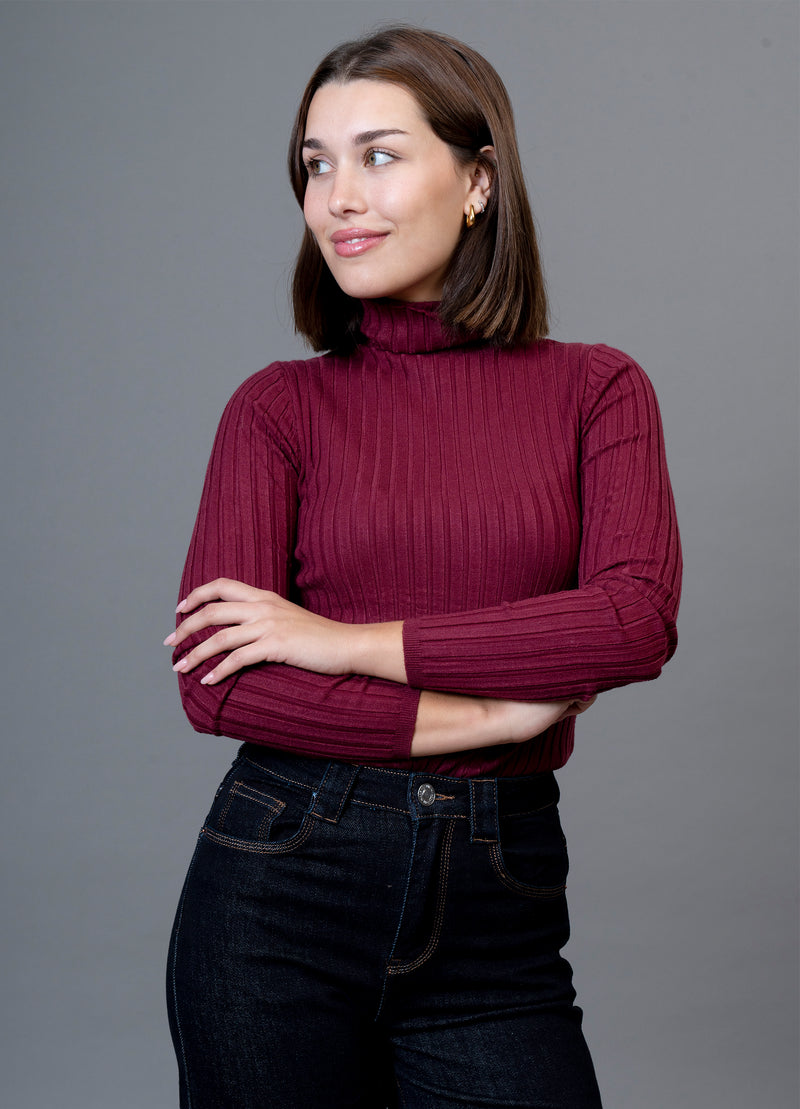 Jersey canalé cuello alto