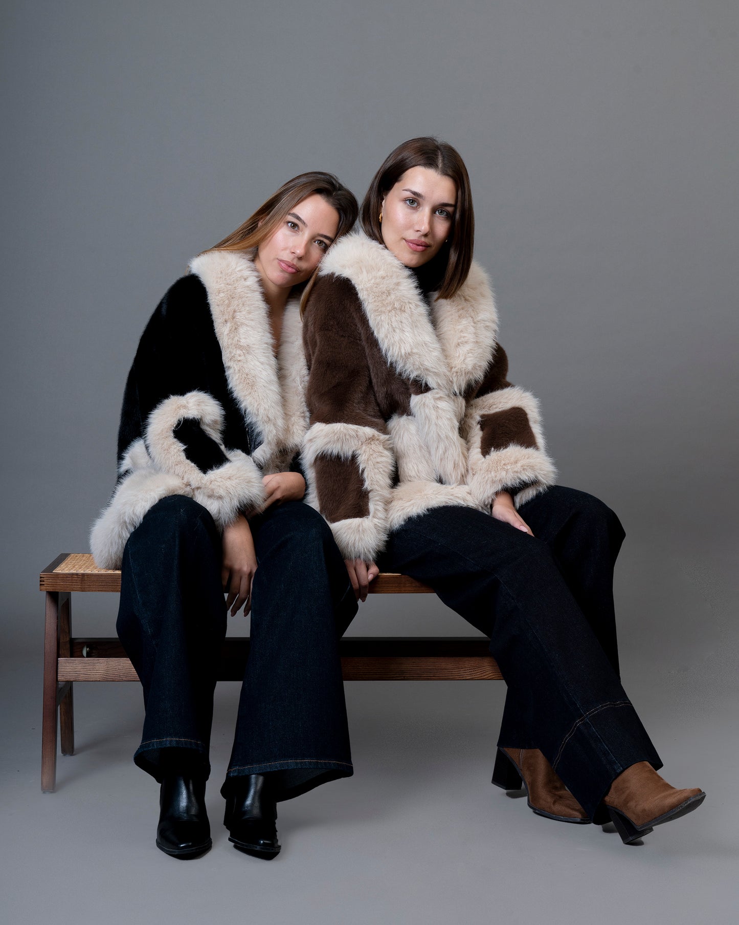 Chaqueta efecto pelo bicolor