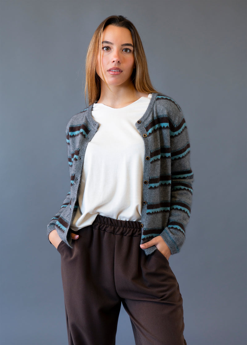 Cárdigan mohair rayas