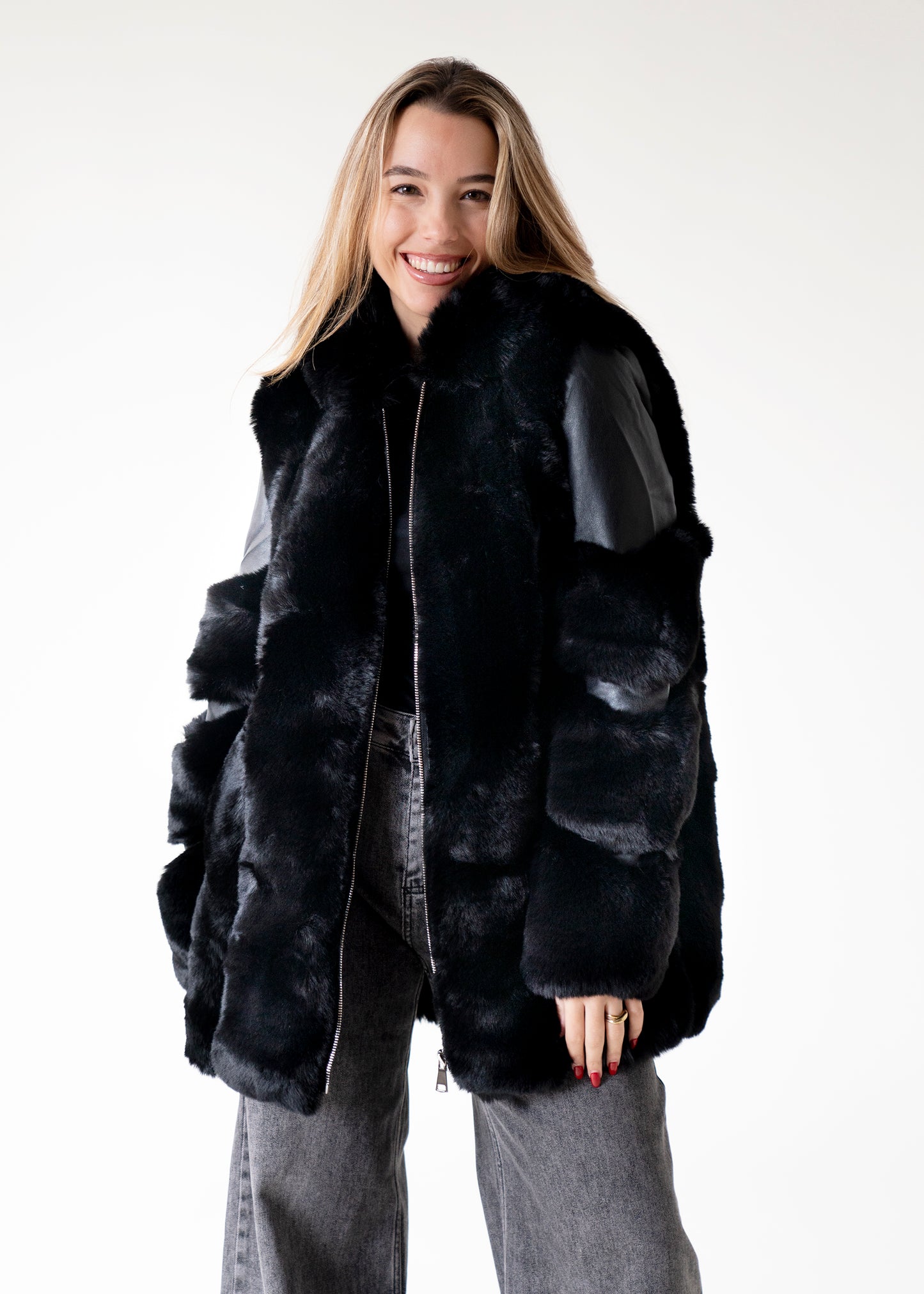 Chaqueta efecto pelo