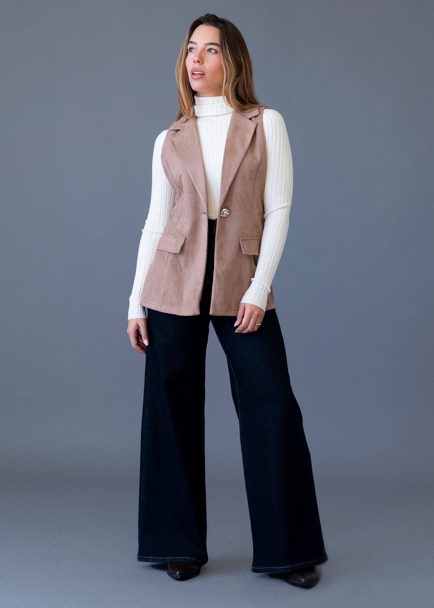 Chaleco antelina solapas