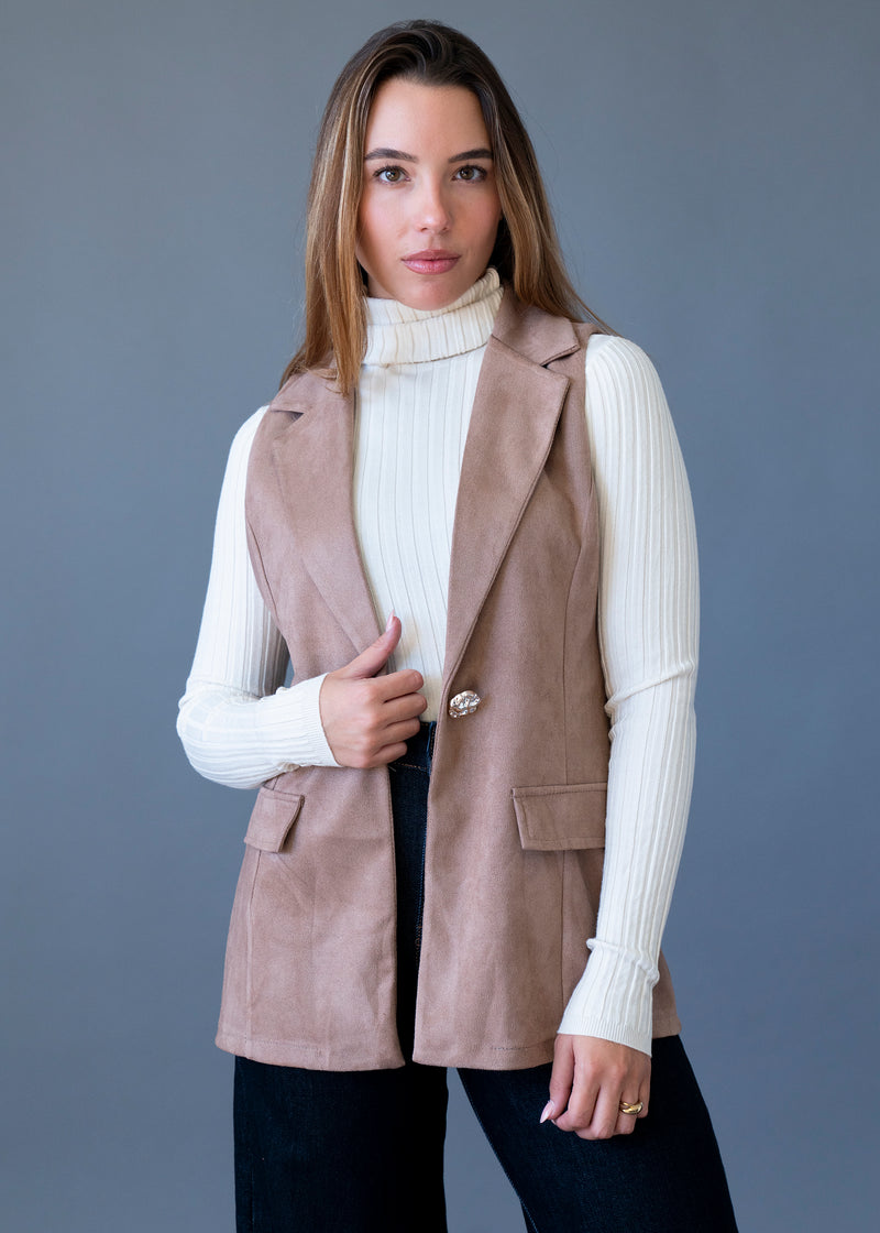 Chaleco antelina solapas