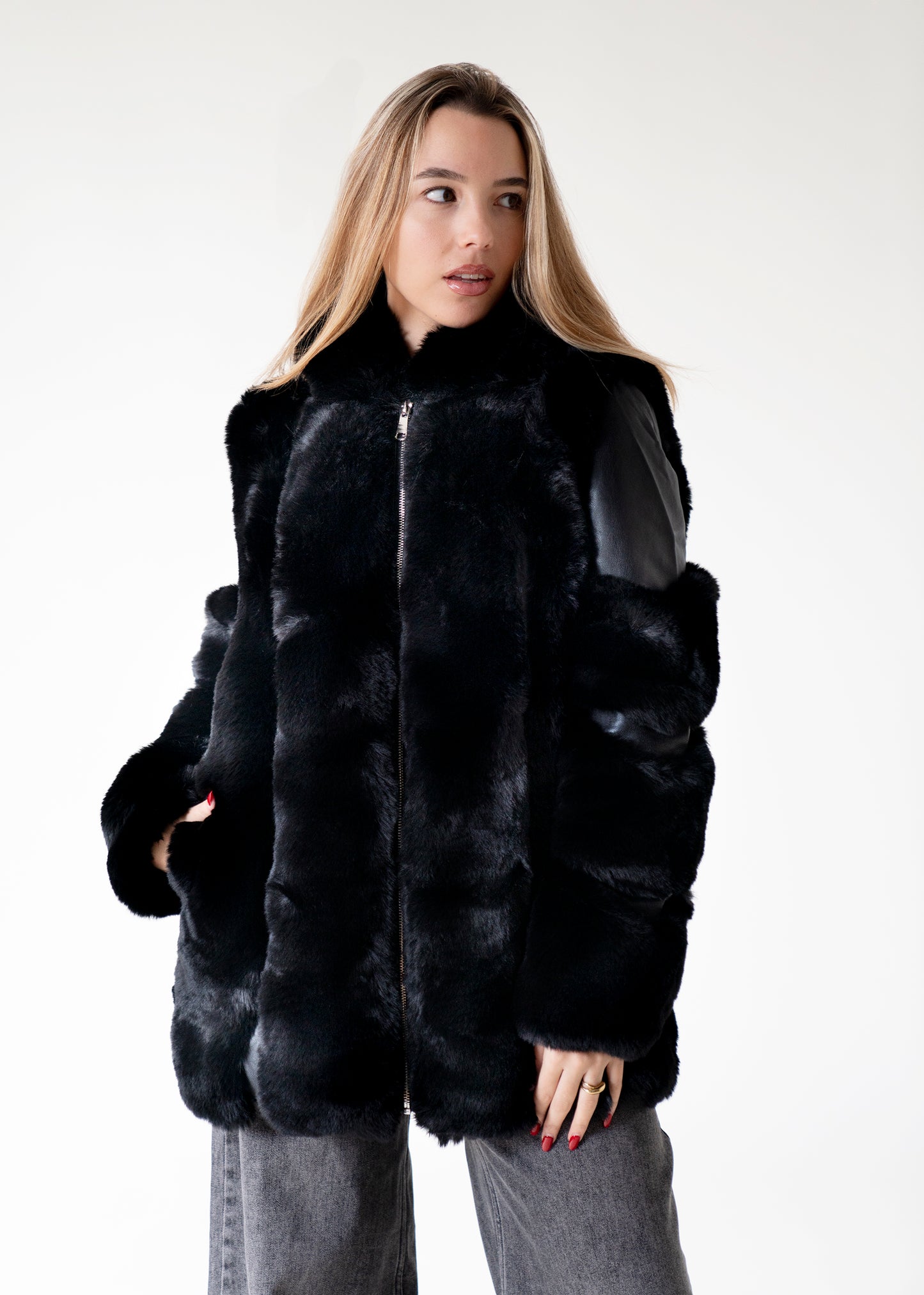 Chaqueta efecto pelo