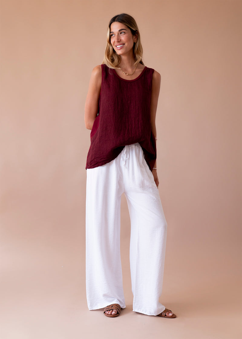 Top lino cuello redondo