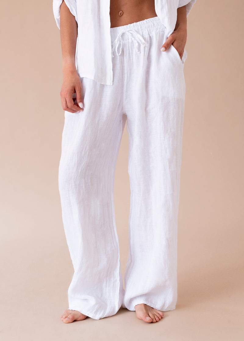 Pantalones lino palazzo