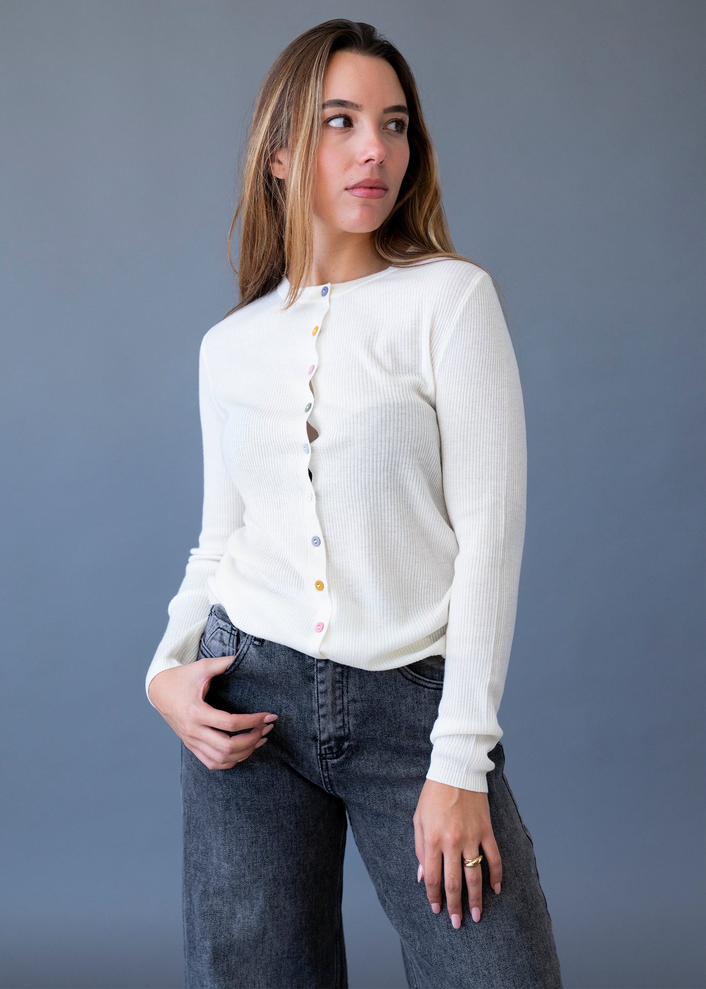 Cárdigan lana botones