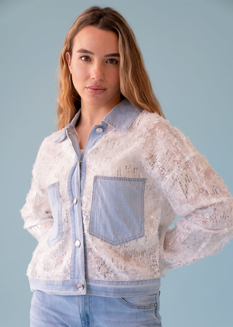 Cazadora lentejuelas denim
