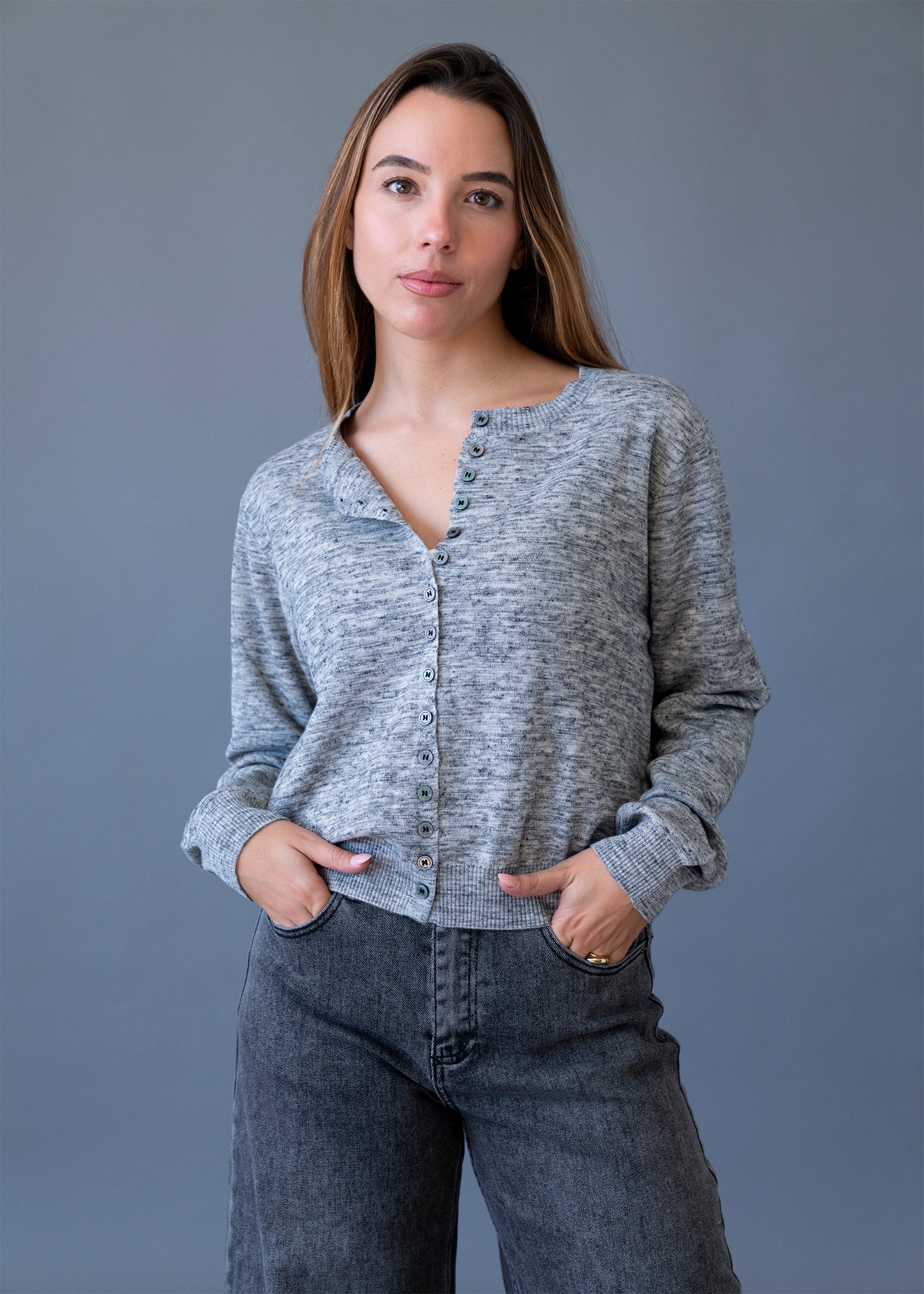 Cárdigan lana jaspeado