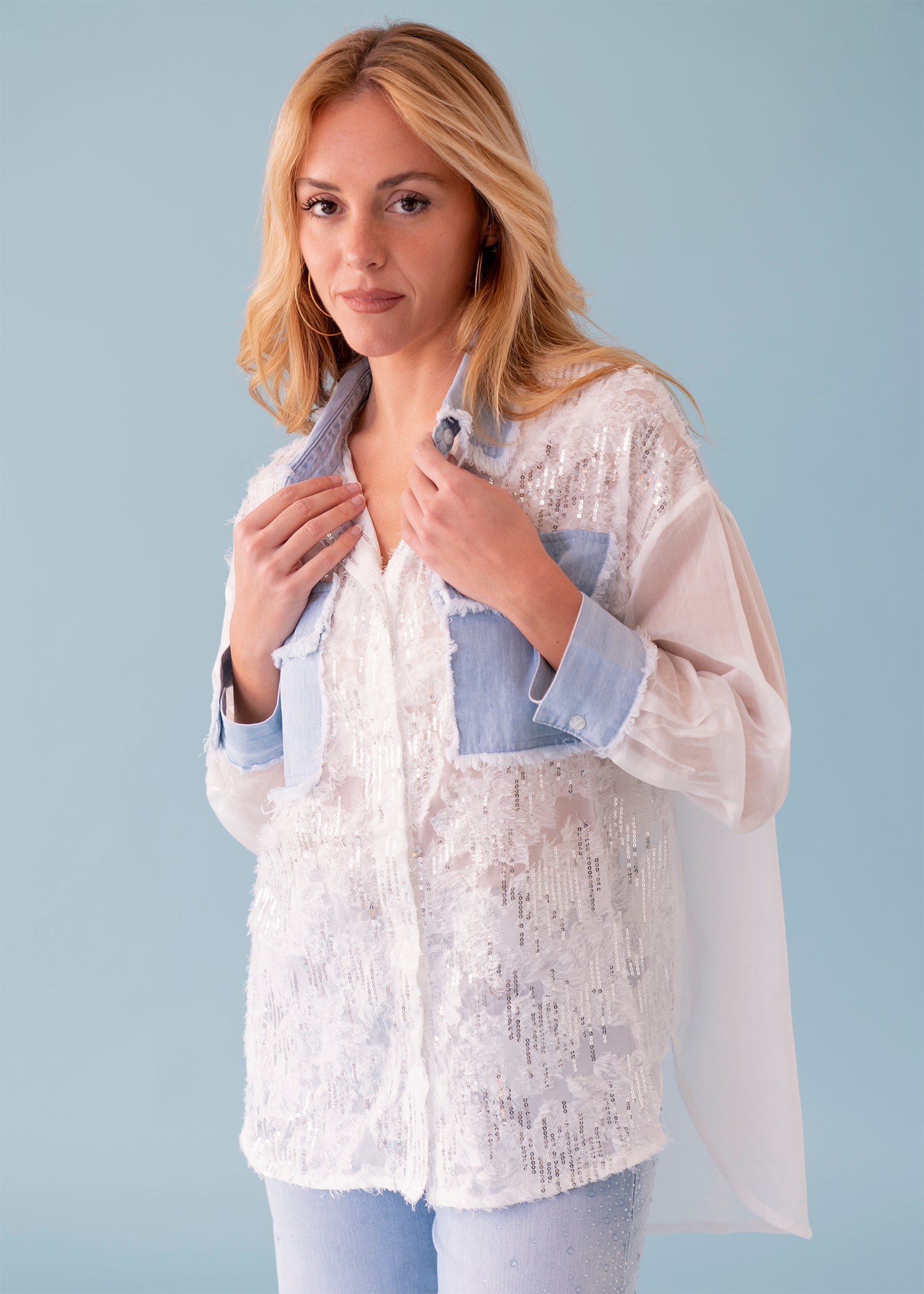 Camisa lentejuelas denim