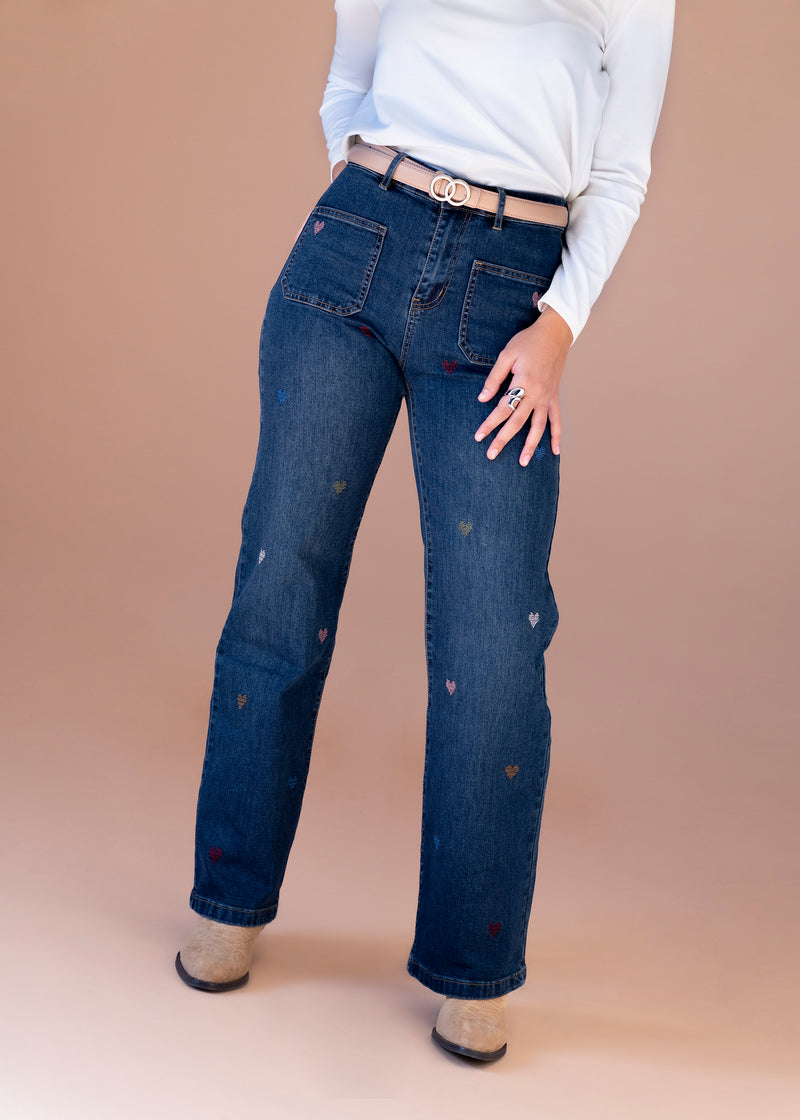 Jeans corazones bolsillos