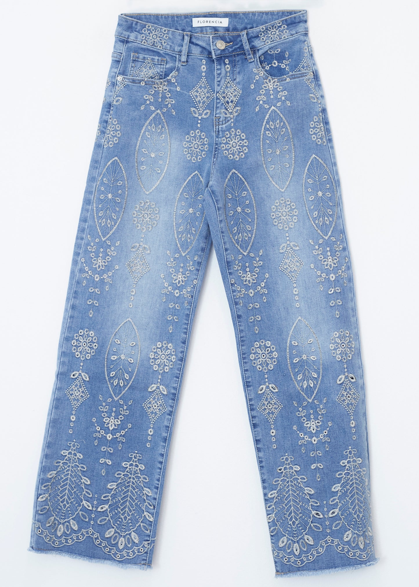 Jeans bordados rectos