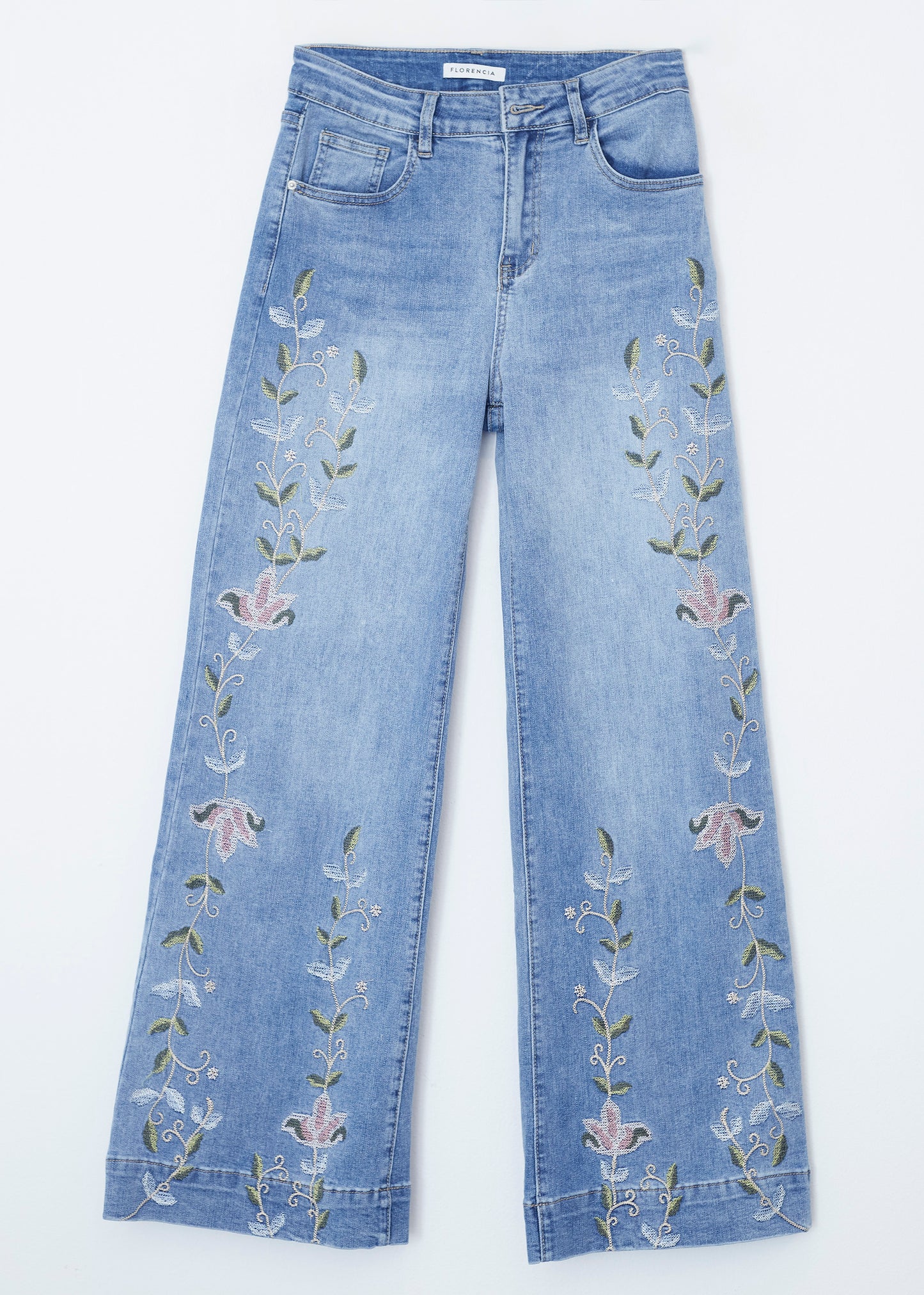 Jeans rectos bordados