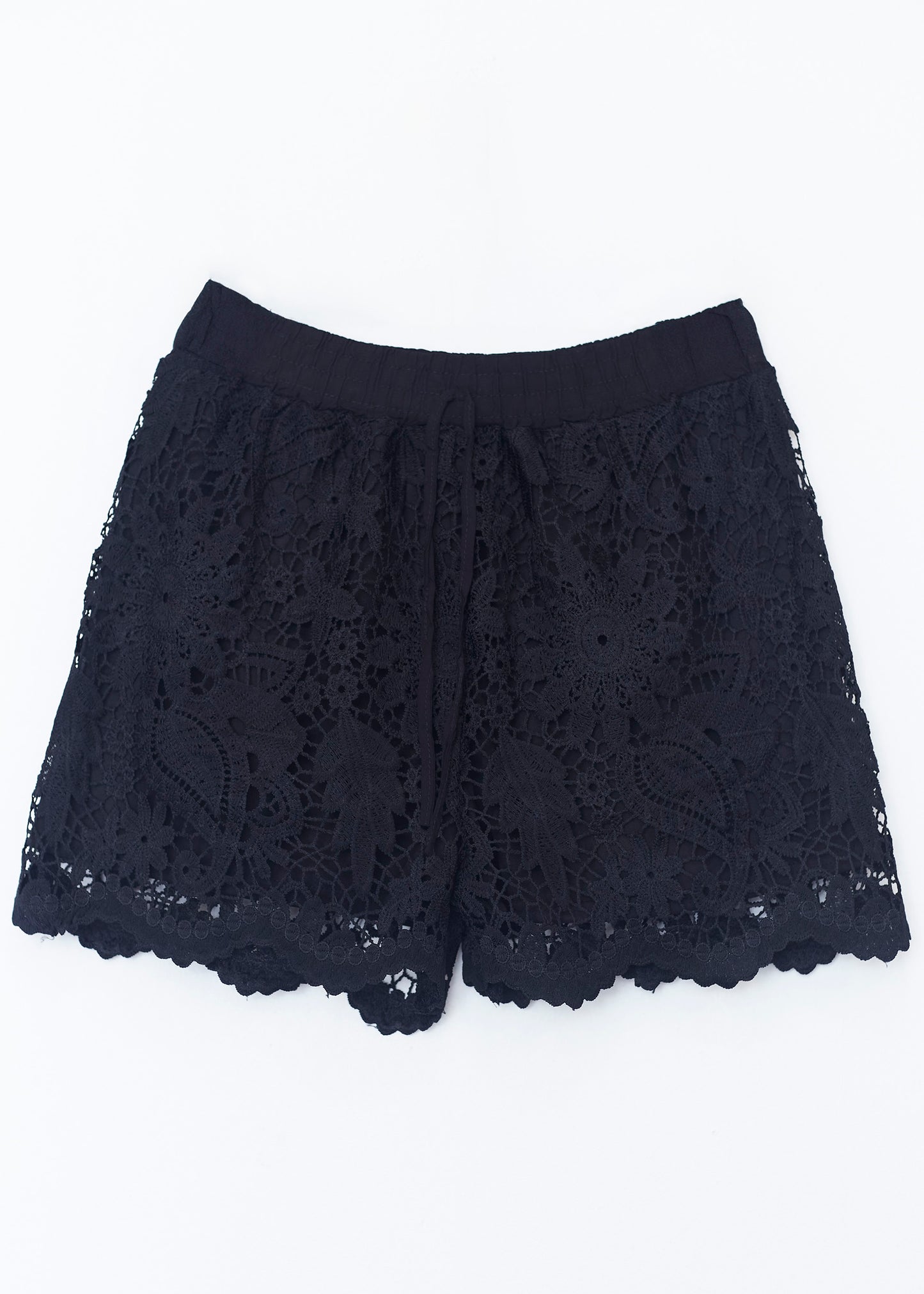 Floral guipure shorts