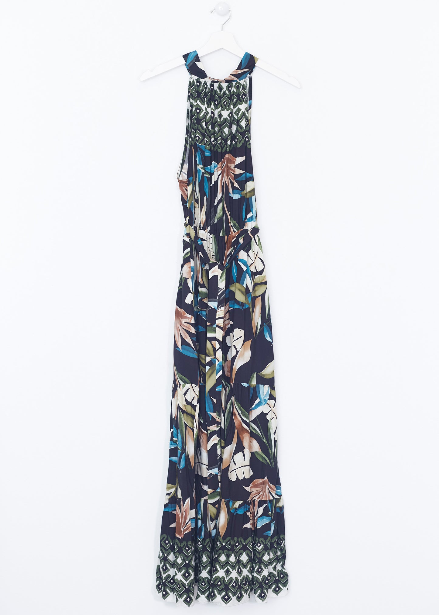 Vestido halter hojas