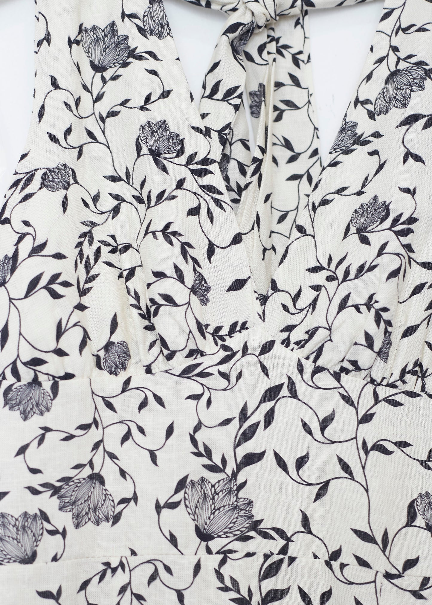 Printed linen halter dress