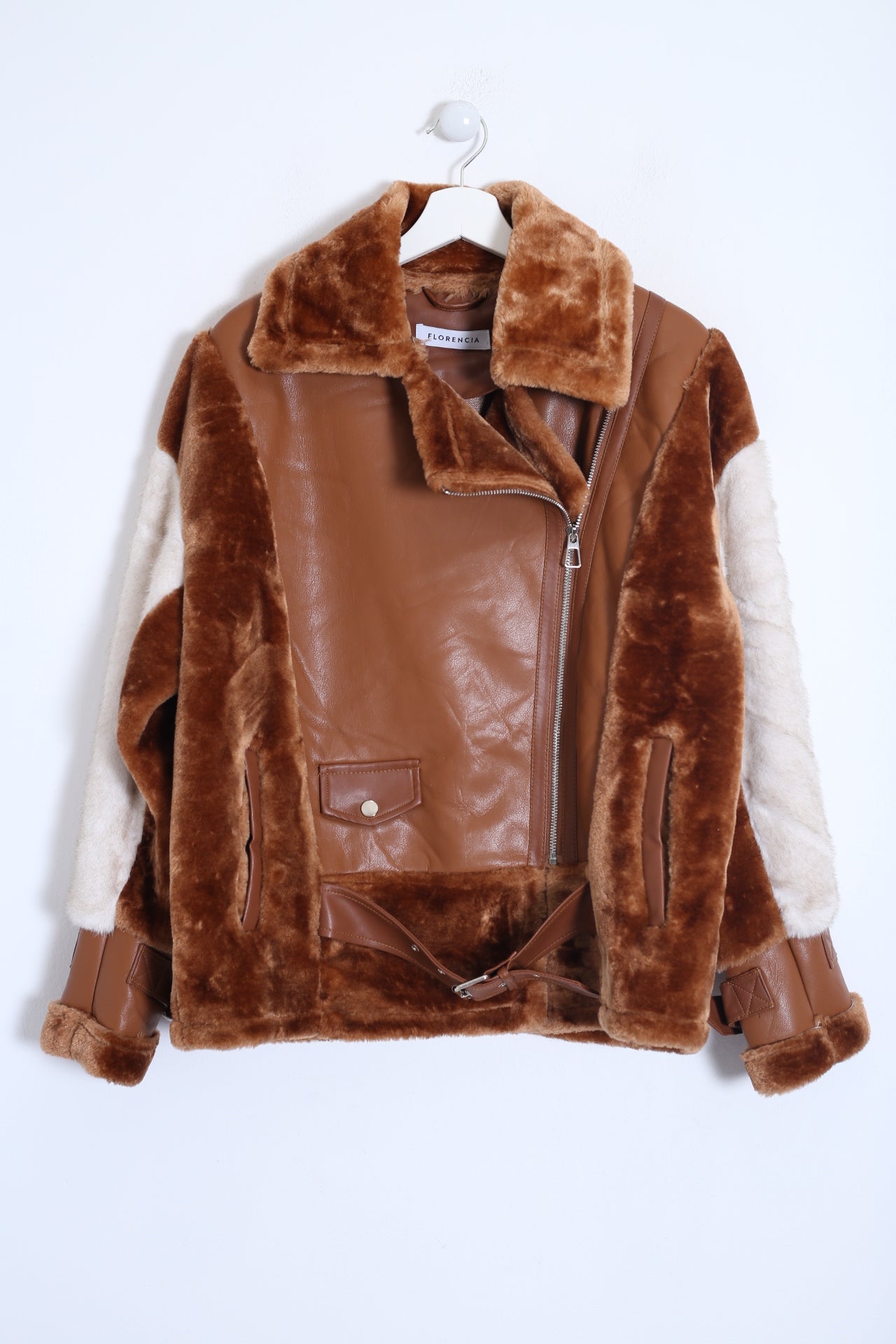 Cazadora bicolor piel