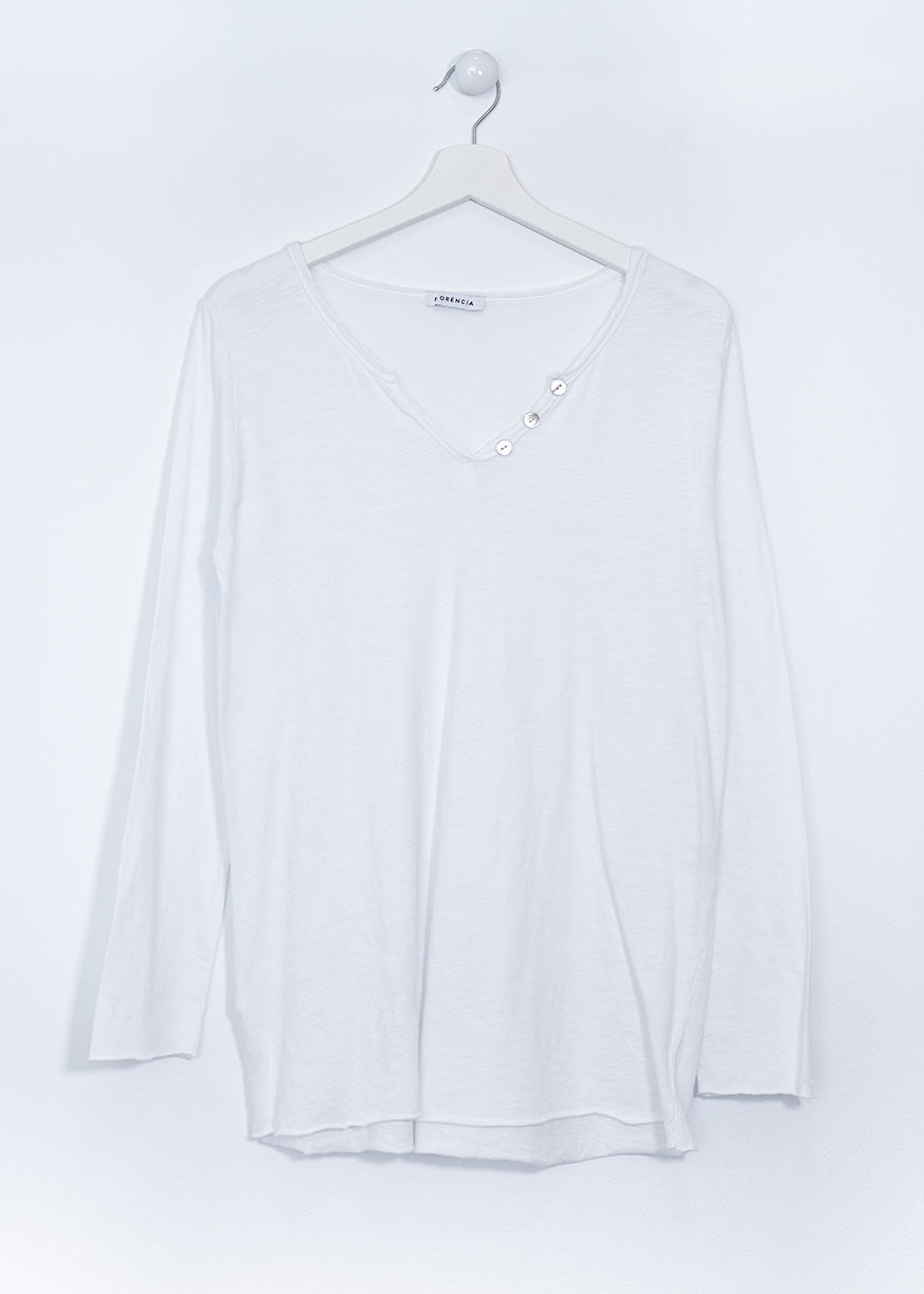 Buttoned cotton T-shirt