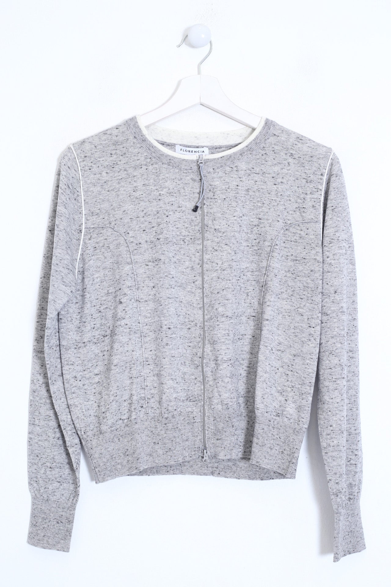 Chaqueta lana cremallera jaspeada