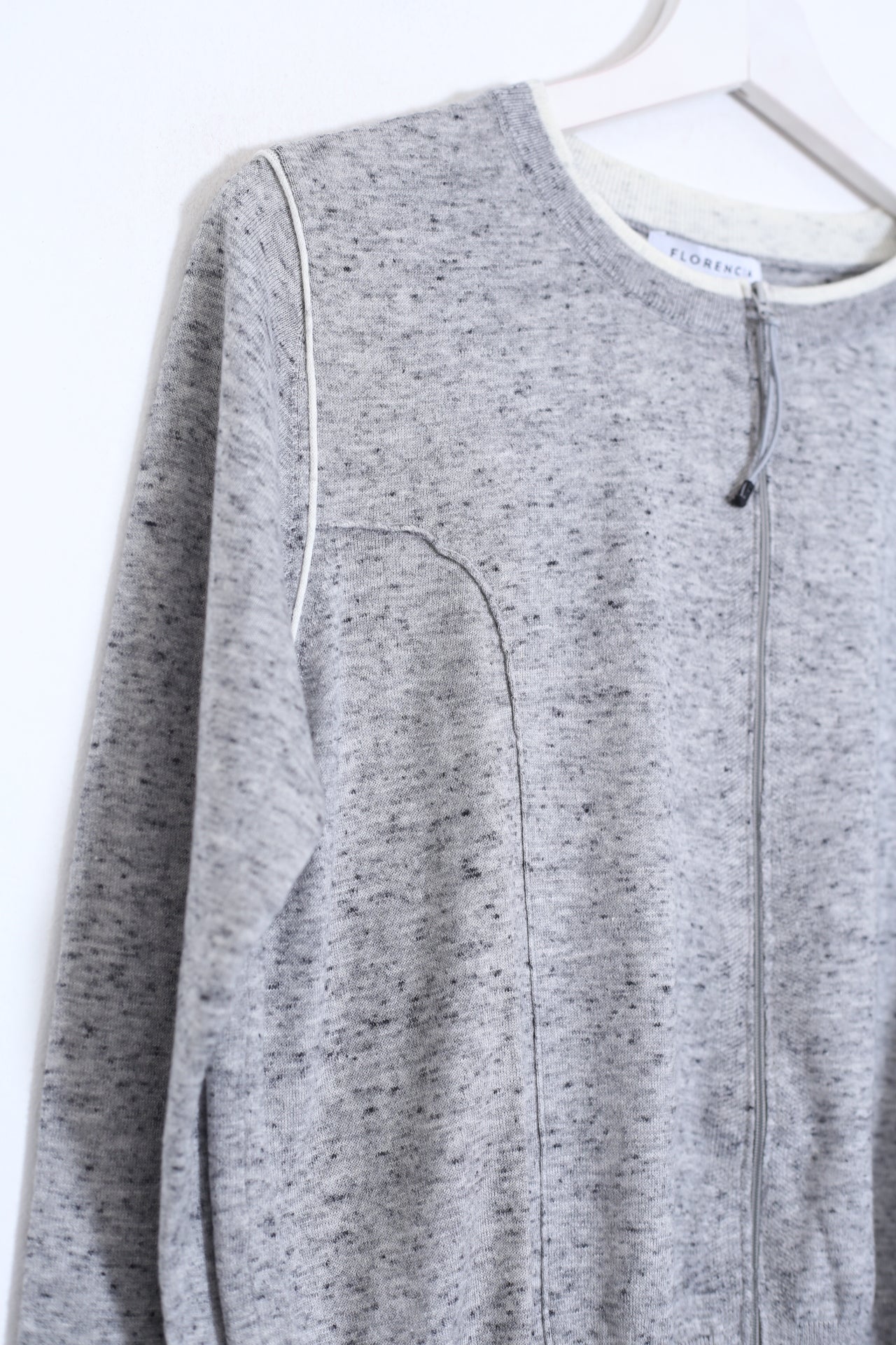 Chaqueta lana cremallera jaspeada