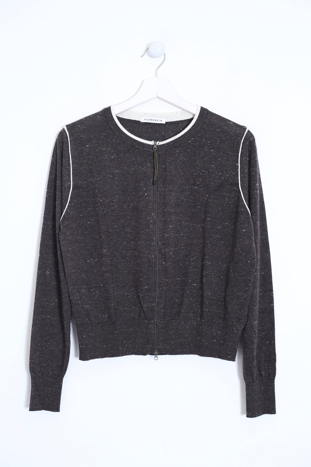 Chaqueta lana cremallera jaspeada