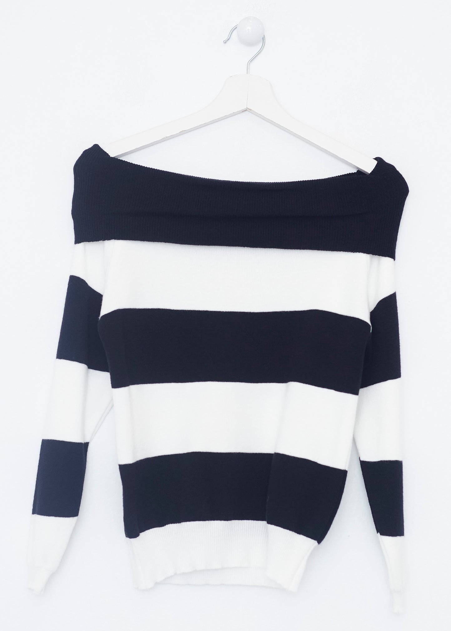 Striped off shoulder sweater