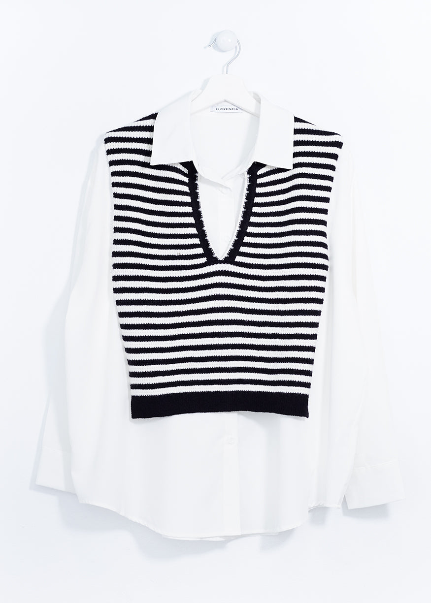 Striped vest combination shirt
