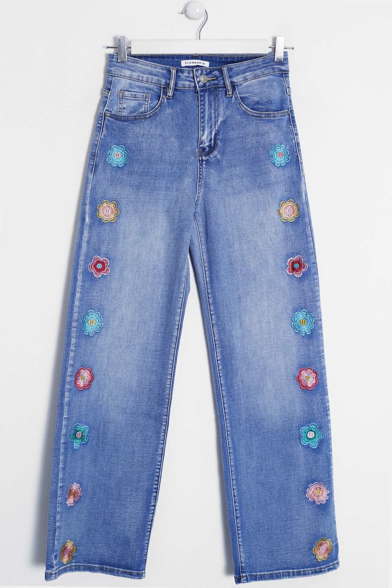 Jeans bordados rectos