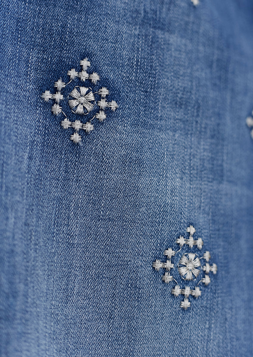Jeans wide leg bordado