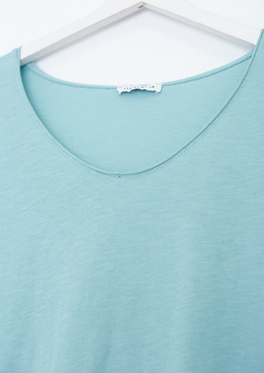 Pointed collar cotton T-shirt