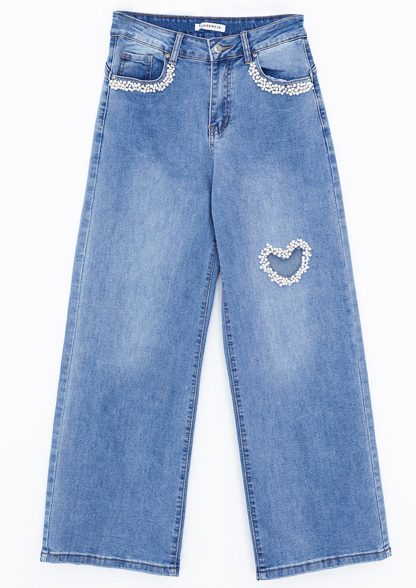 Jeans wide leg corazón