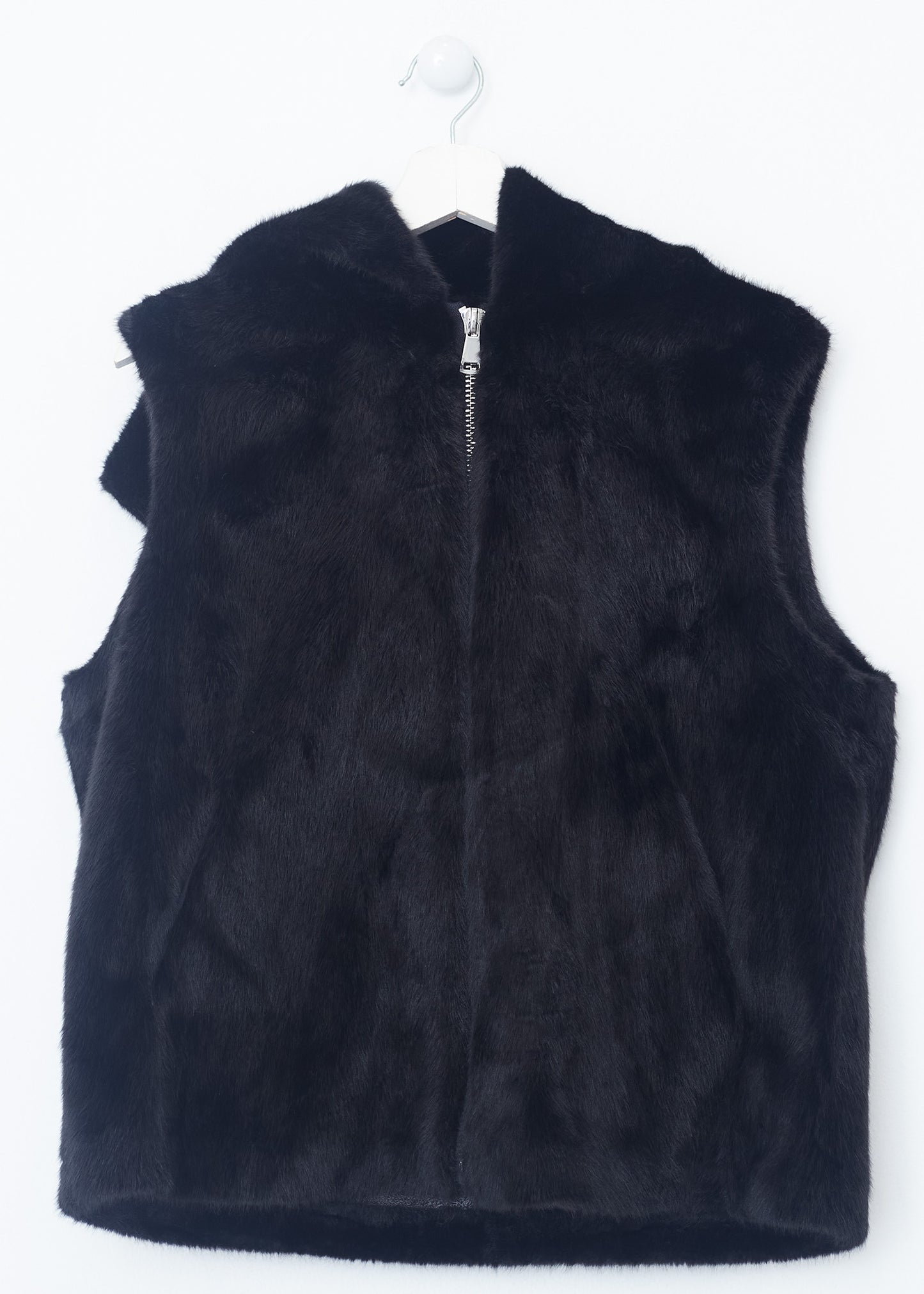 Faux fur vest with hood