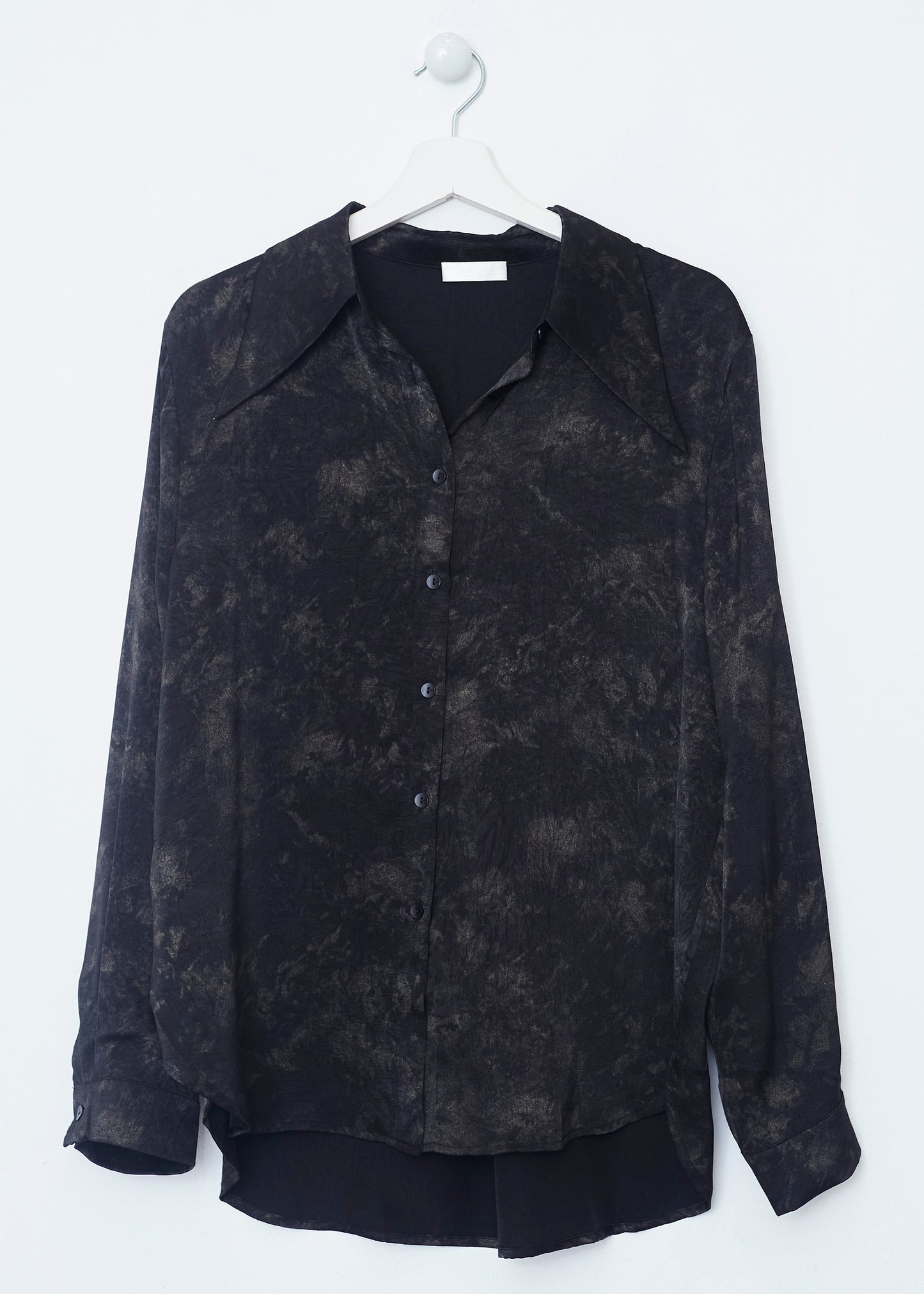 Oversized collar brocade shirt